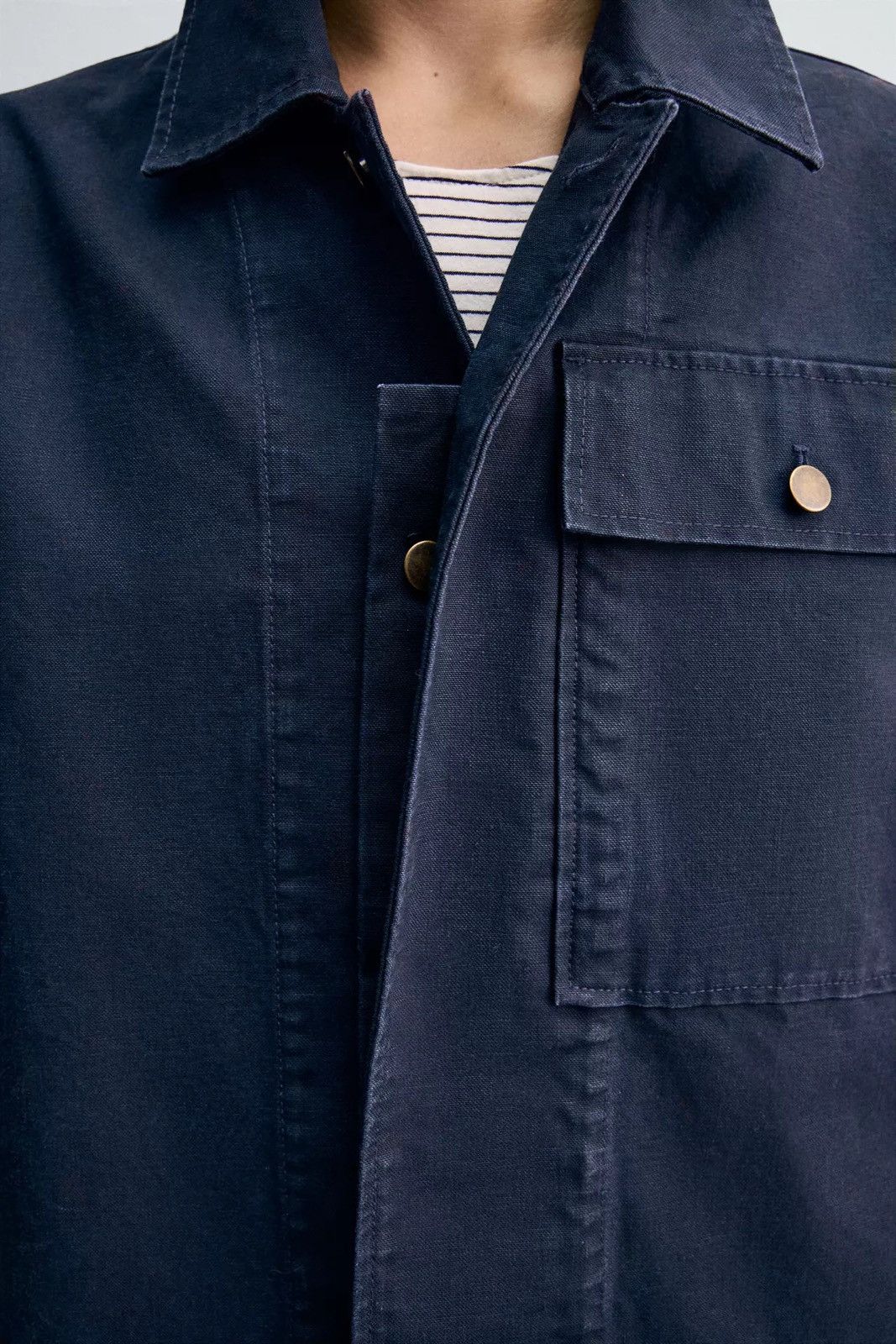 Zara CANVAS OVERSHIRT WITH POCKET Size US L / EU 52-54 / 3 - 7 Thumbnail