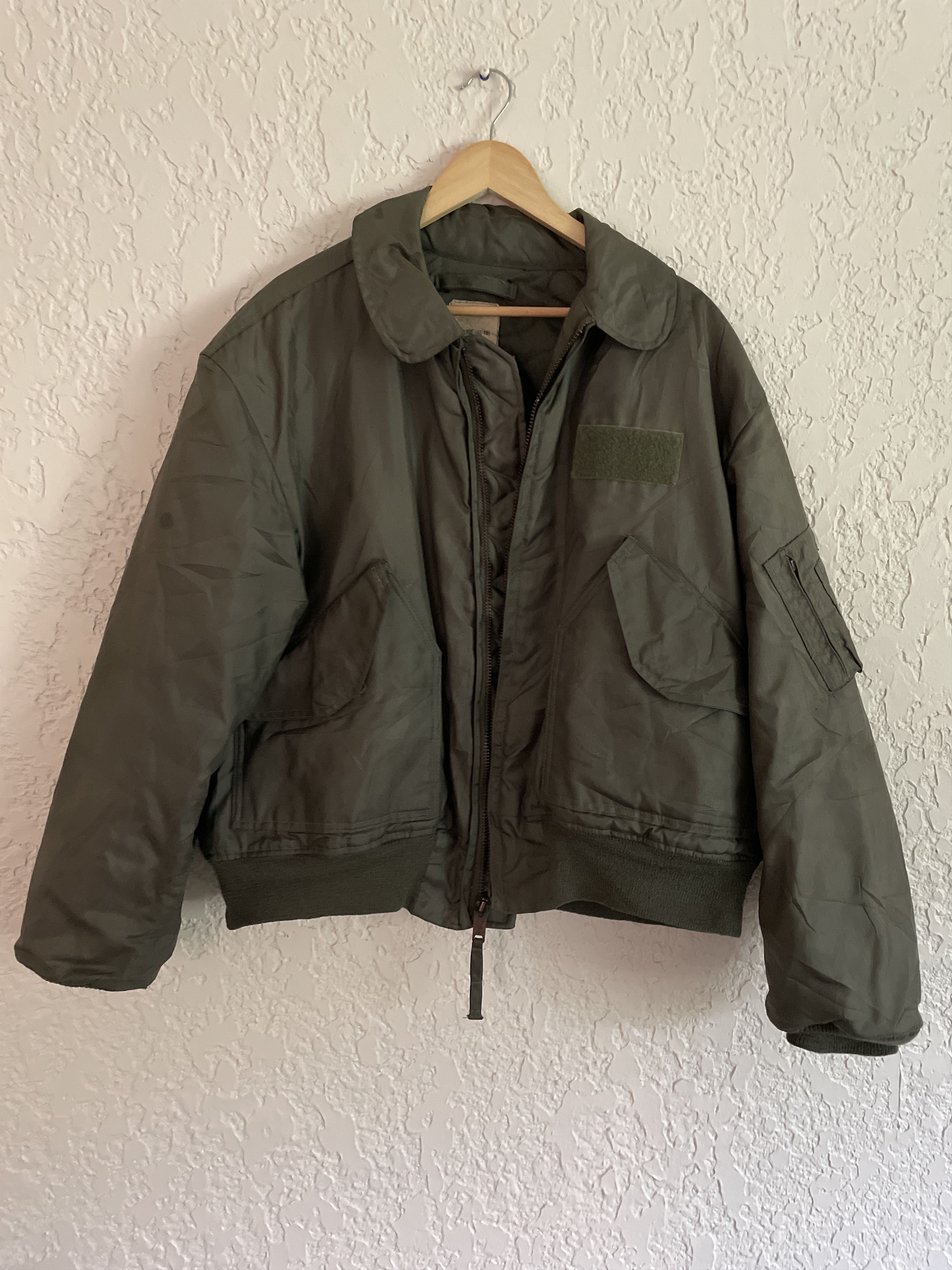 image of 1980S Vintage Military Bomber Flight Jacket Us Air Force in Olive, Men's (Size XL)