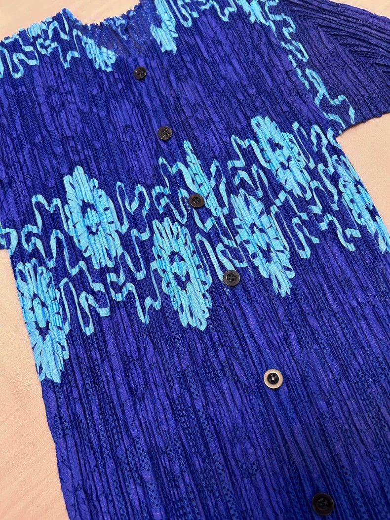 Issey Miyake Issey Miyake size:4 Blue pleated short-sleeved shirt Size XS / US 0-2 / IT 36-38 - 4 Thumbnail