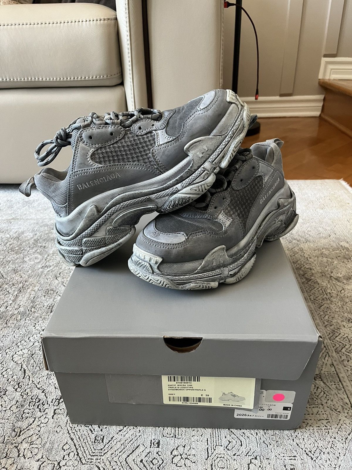 image of Balenciaga Triple S Shoes in Grey, Men's (Size 7)