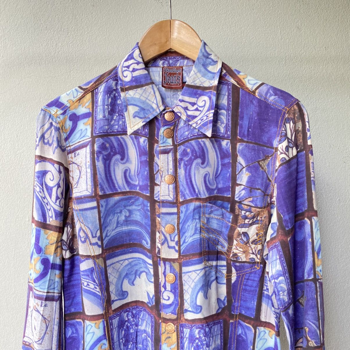 Jean Paul Gaultier Jean Paul Gaultier Vintage Ocean Mosaic Shirt Size US XXS / EU 40 - 6 Thumbnail
