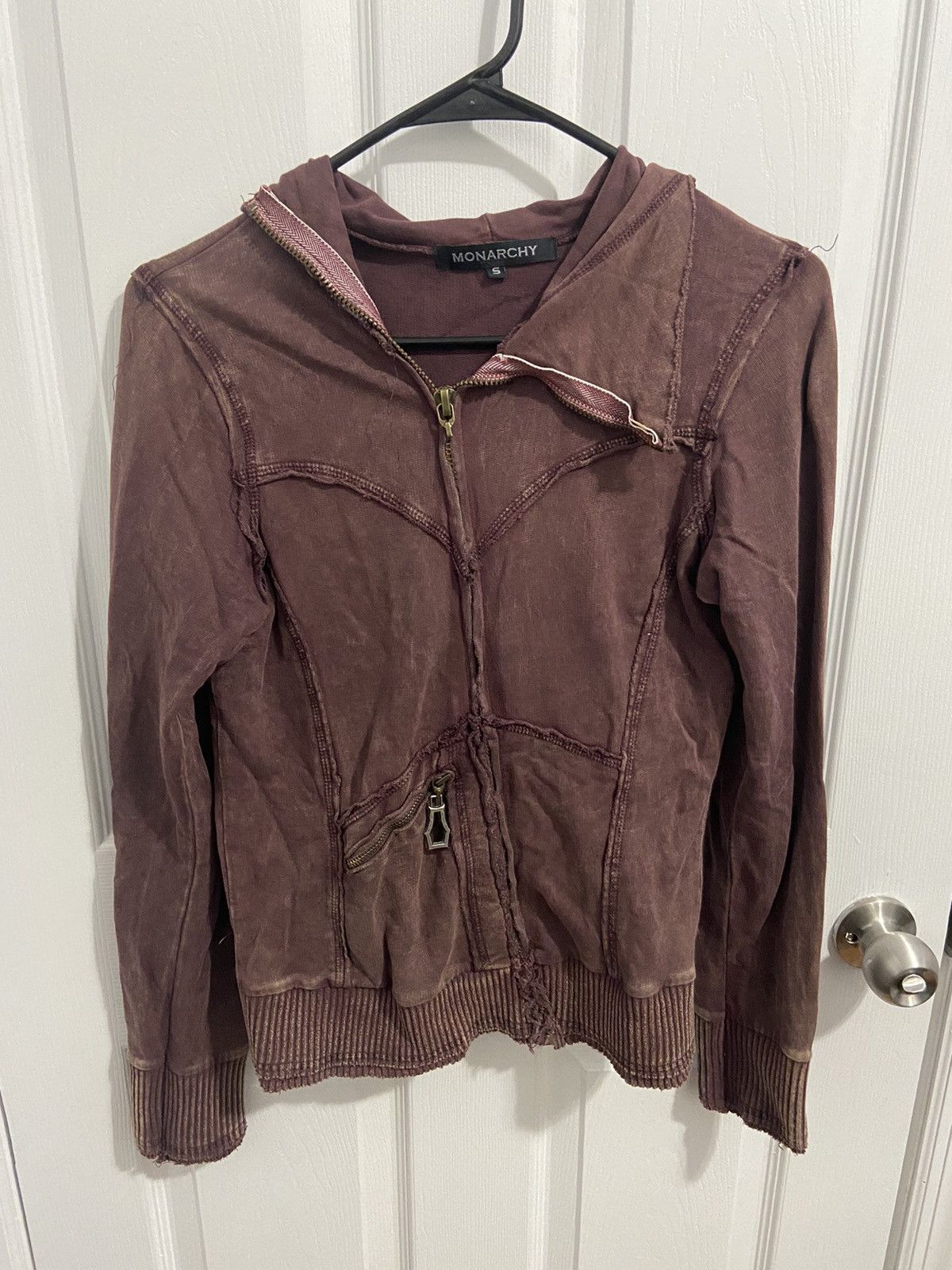 image of Avant Garde x Monarchy Zip Up Hoodie in Plum, Men's (Size Small)