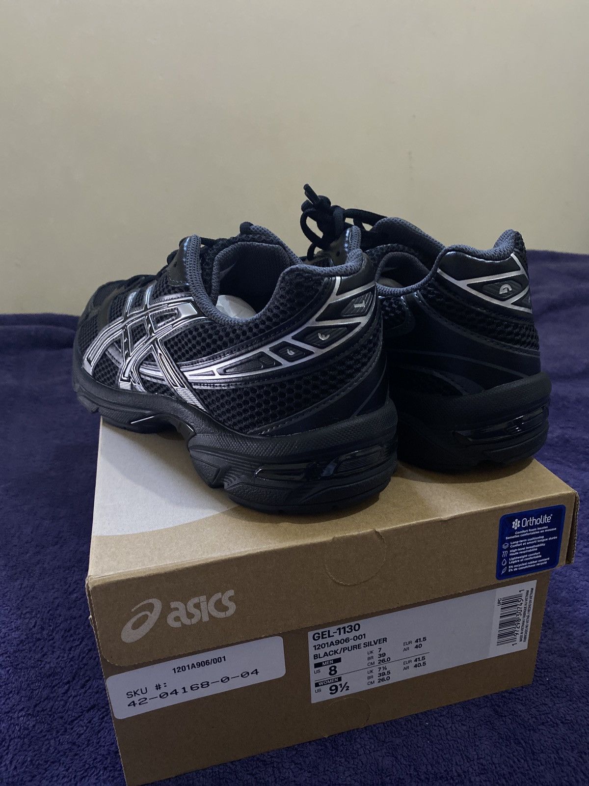 Asics ASICS Gel-1130 Black Pure Silver Size US 8 / EU 41 - 4 Thumbnail