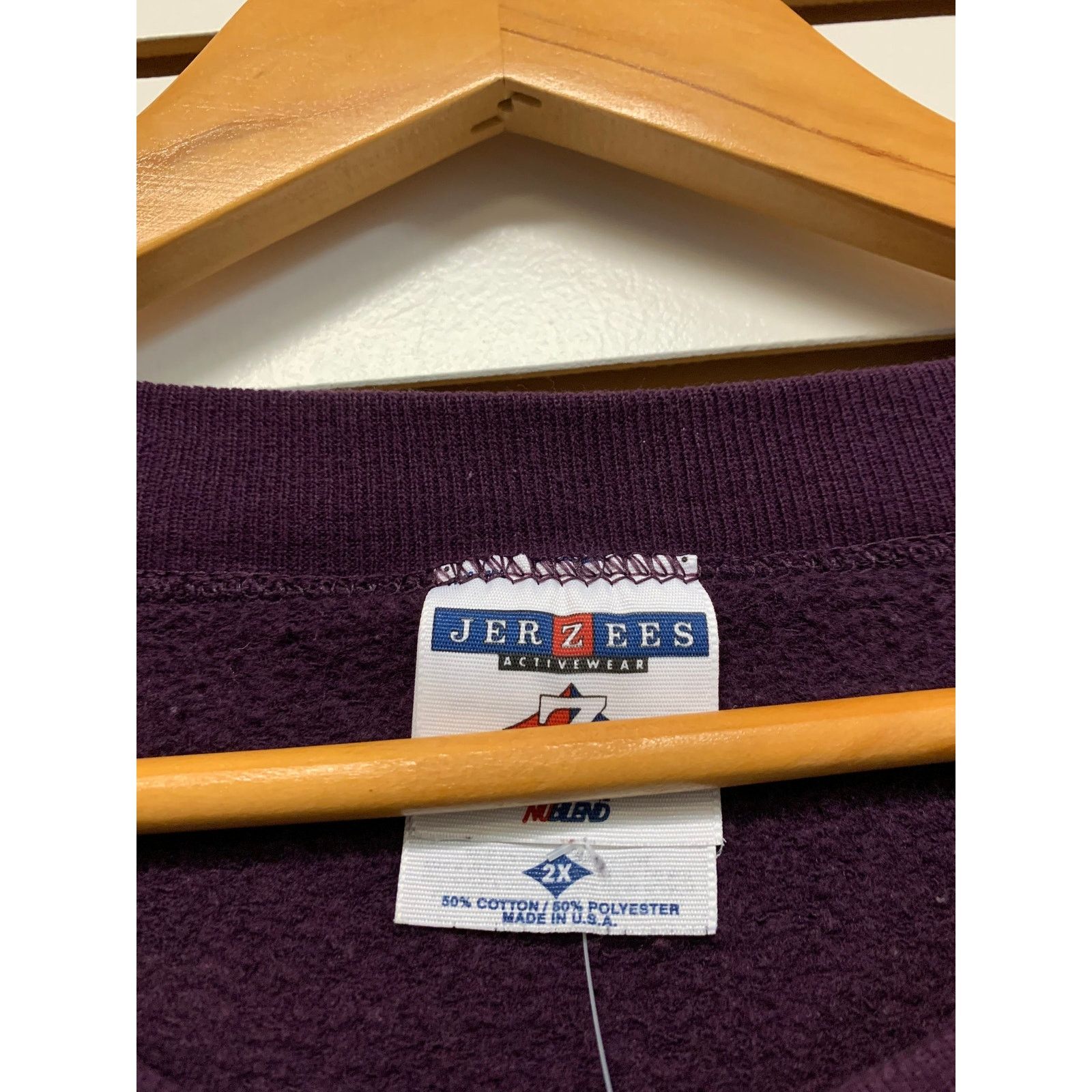Jerzees Vintage Blank Baroon Dark red Sweatshirt size 2XL 1990s 80s Size US XXL / EU 58 / 5 - 2 Thumbnail
