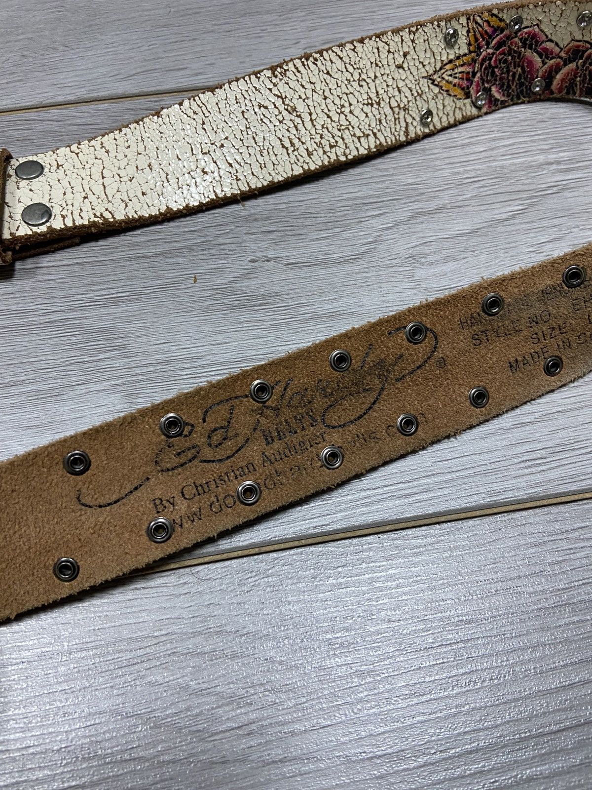 Ed Hardy Ed Hardy spell out roses 🌹 vintage leather belt Size ONE SIZE - 4 Thumbnail