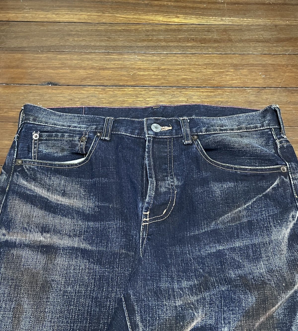 Japanese Brand Rare Design Vintage Japanese Brand Flared Ripped Jeans 1990s Size US 33 - 3 Thumbnail