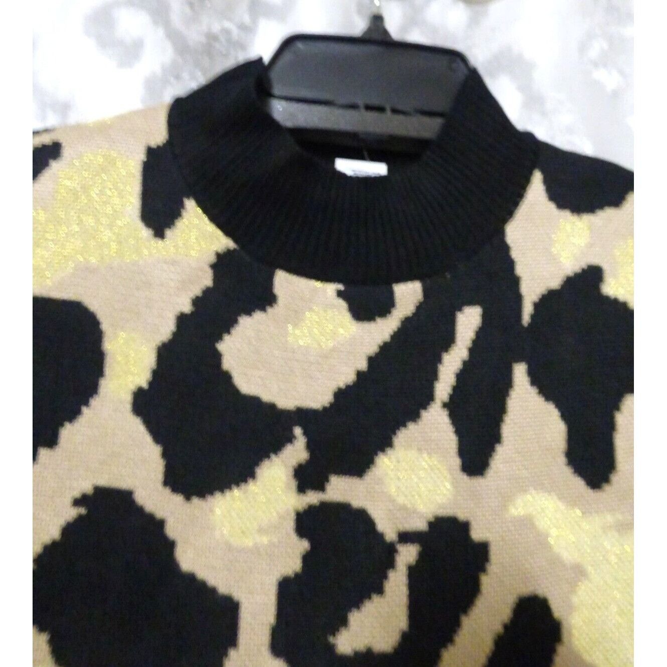 Other Planet Gold Juniors' Plus Size Glitter Leopard-Print Sweate Size ONE SIZE - 7 Thumbnail