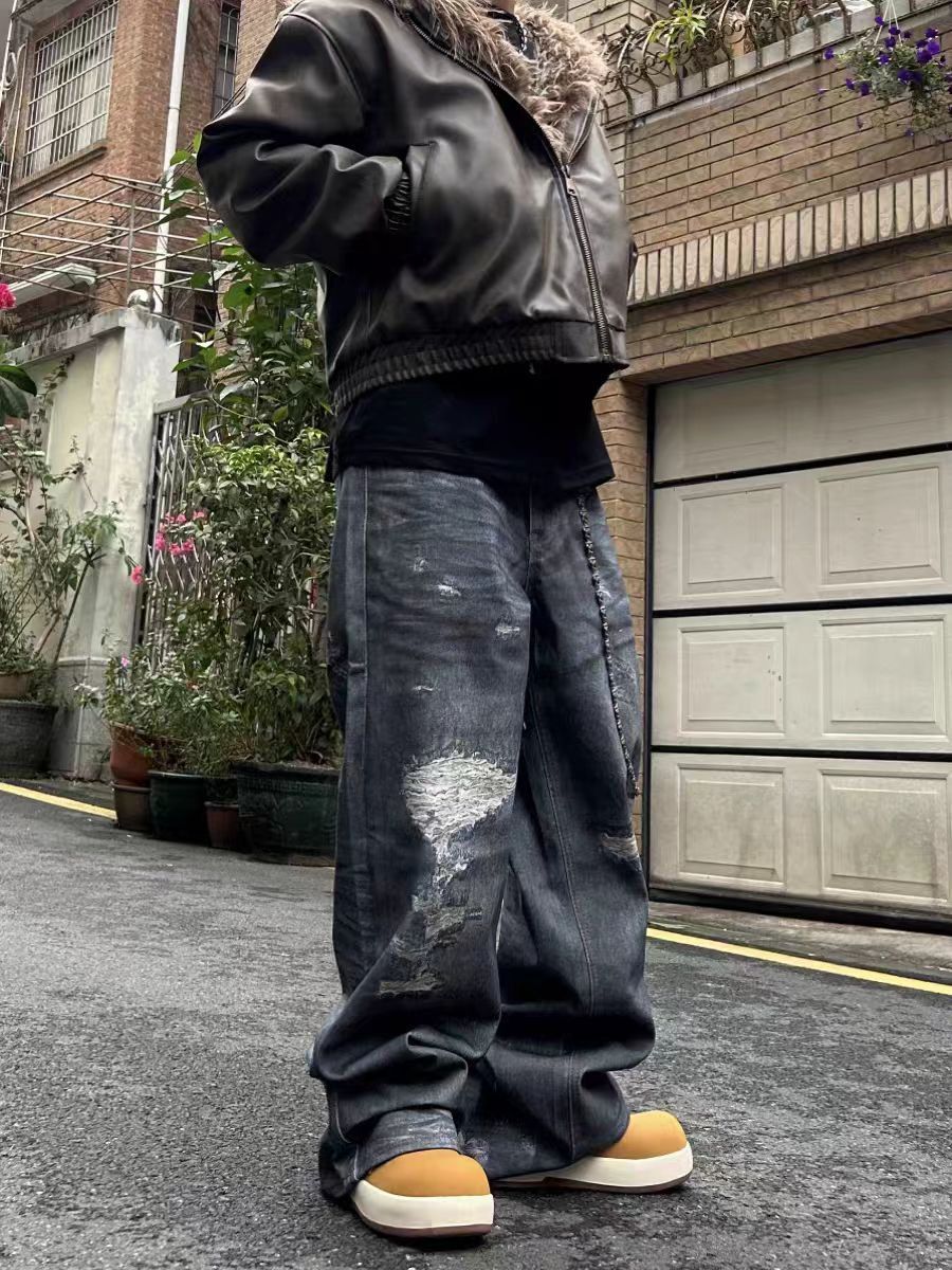 Japanese Brand × Jean Washed street baggy ripped jeans Size US 32 / EU 48 - 1 Thumbnail