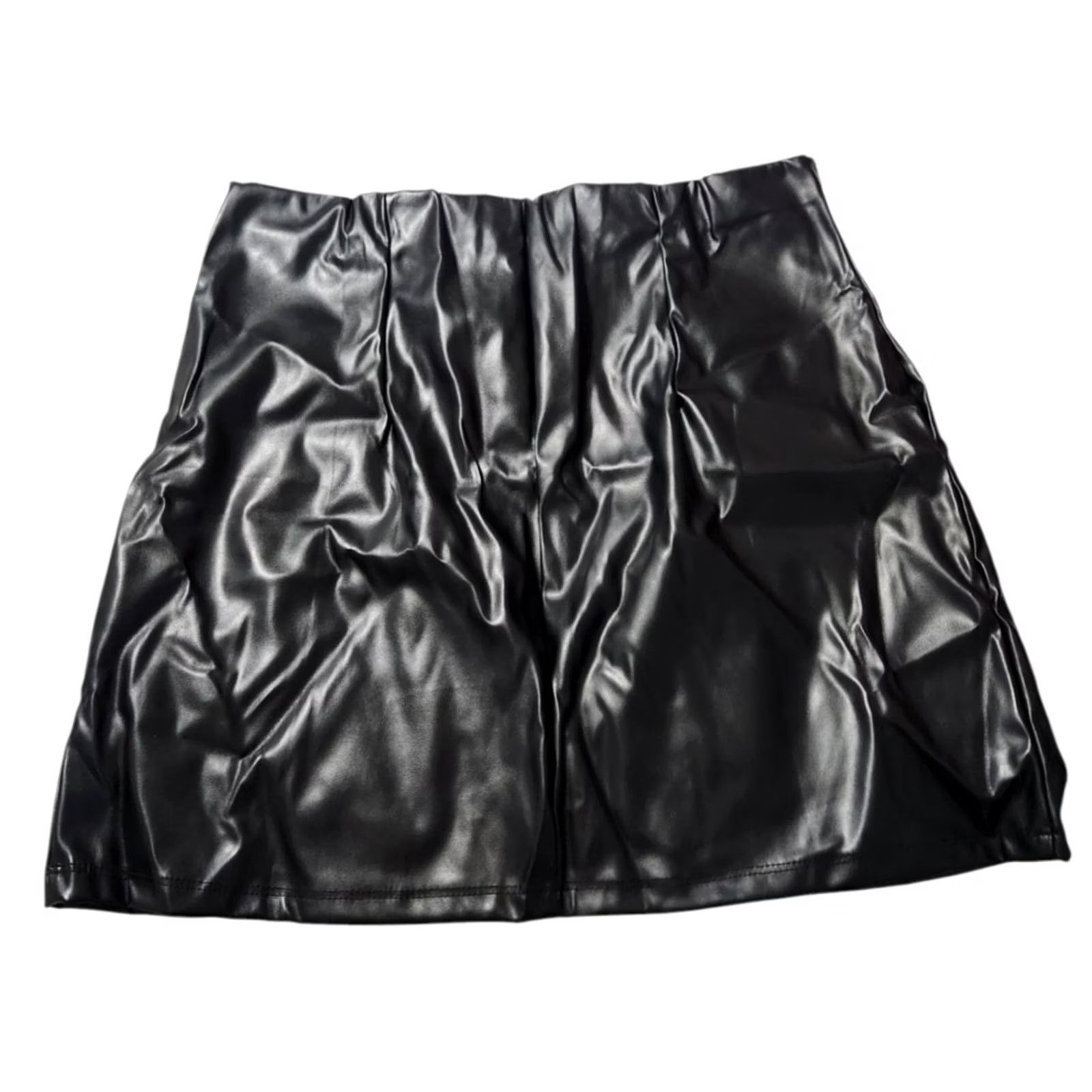 Asos ASOS Womens Skirt Mini Pull On Elastic Waist Faux Leather Black Size 8 Size 30" / US 8 / IT 44 - 2 Thumbnail
