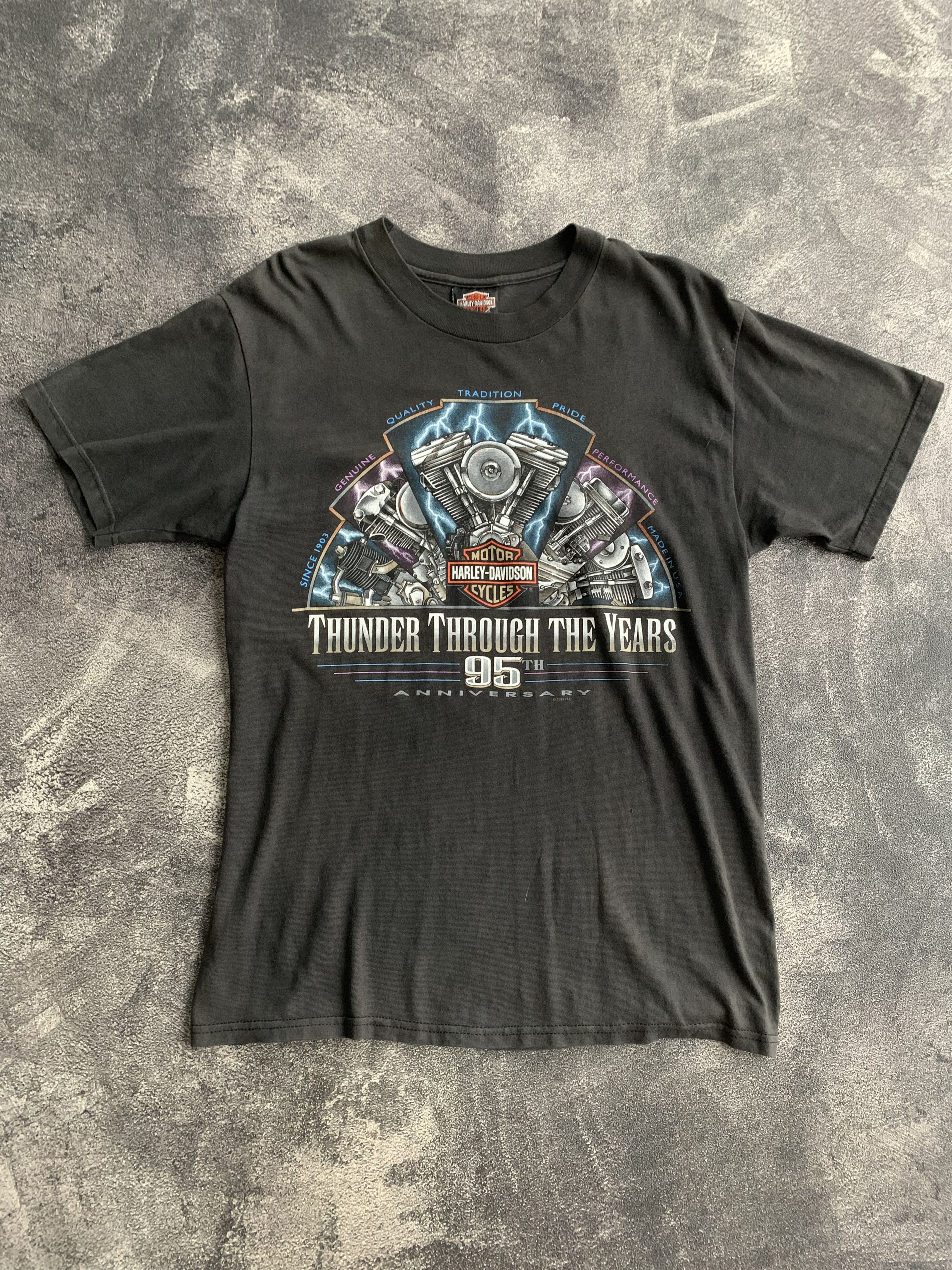 Harley Davidson 💎 Vintage 1997 Harley Davidson Thunder Tee Size US L / EU 52-54 / 3 - 2 Thumbnail