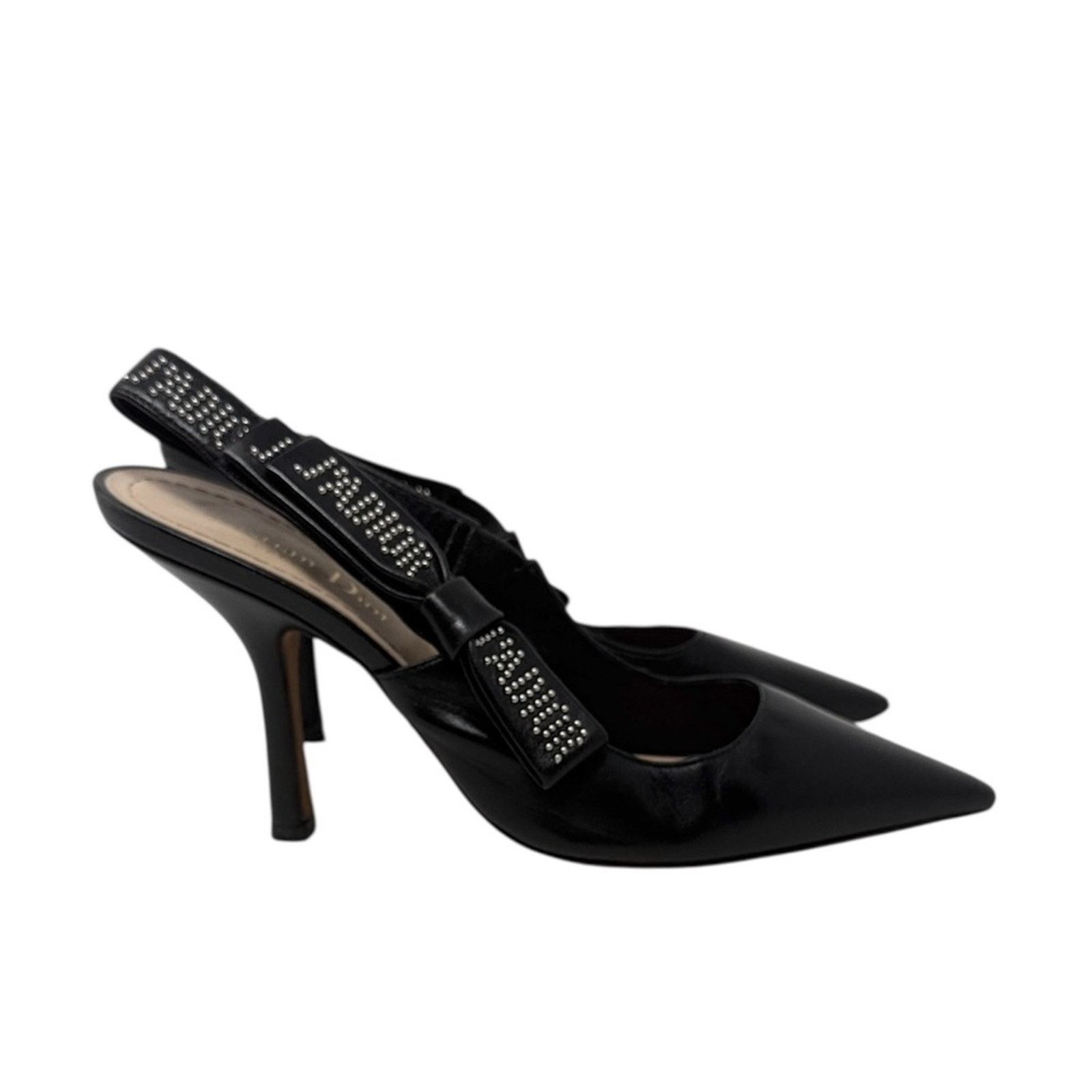 Dior Dior J’Adior Studded Black Leather Slingback Pumps Size 37.5 Size US 7.5 / IT 37.5 - 1 Thumbnail