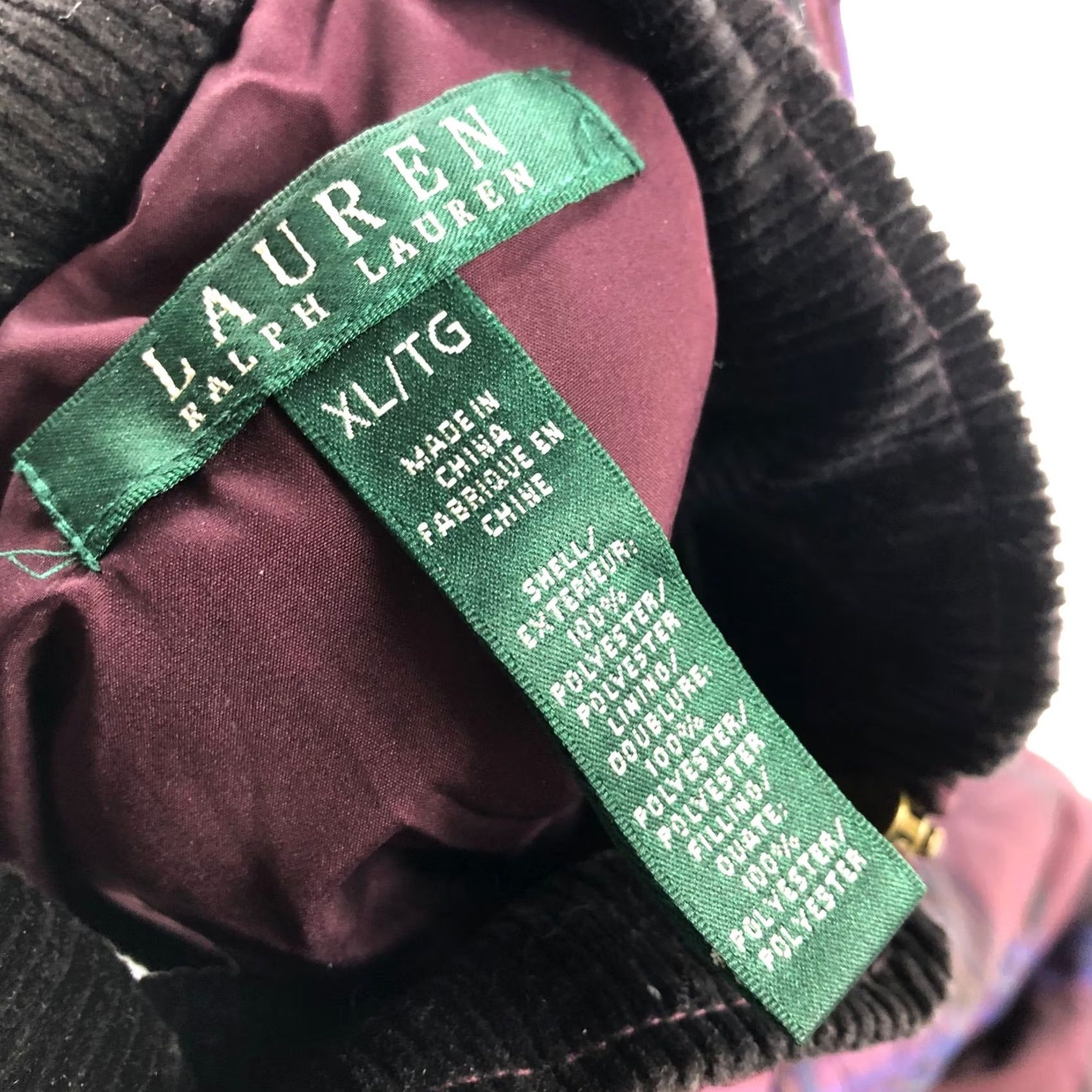 Ralph Lauren Lauren Ralph Lauren Vest Quilted Plaid Zip Corduroy Purple Womens XL Benefit: Preppy, Outdoor, Classic, Designer, Gorpcore, Fall, Spring, Winter Size XL / US 12-14 / IT 48-50 - 7 Thumbnail