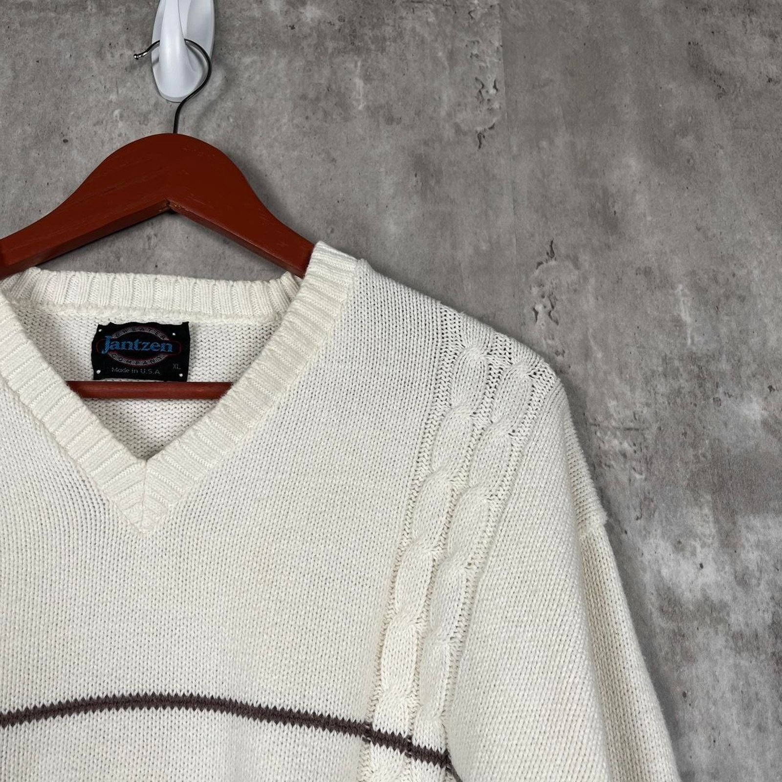 Vintage Vintage 1990s Tonal Striped Kitted Sweater Made In USA Size US XL / EU 56 / 4 - 2 Thumbnail