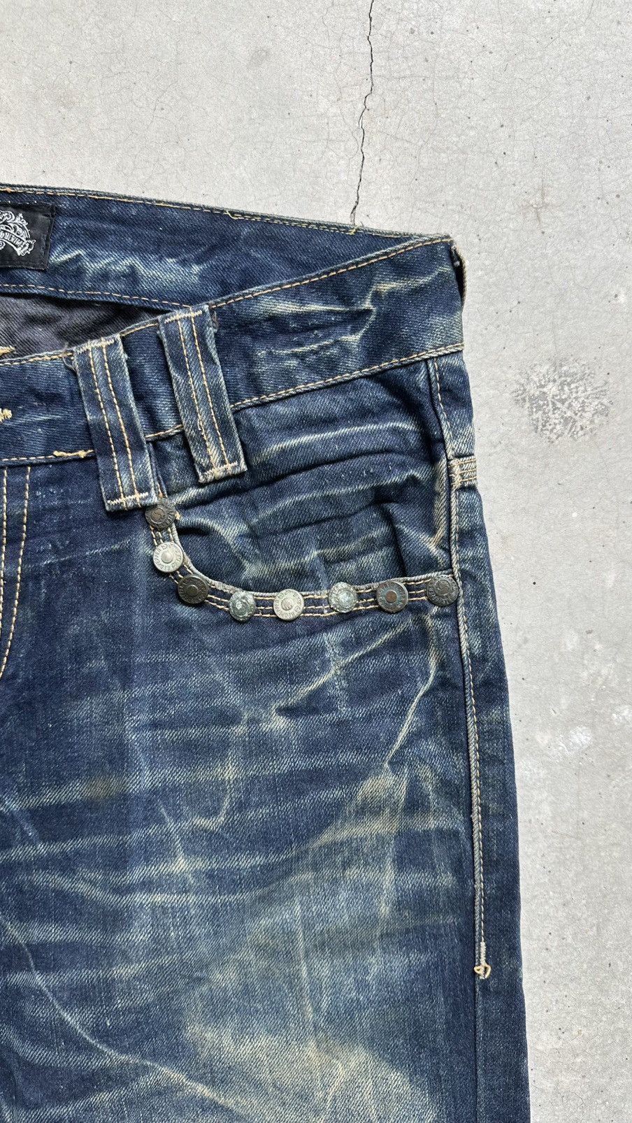 14th Addiction REDPEPPER FADING TATTOO LONG FLARED JEANS Size US 34 / EU 50 - 5 Thumbnail