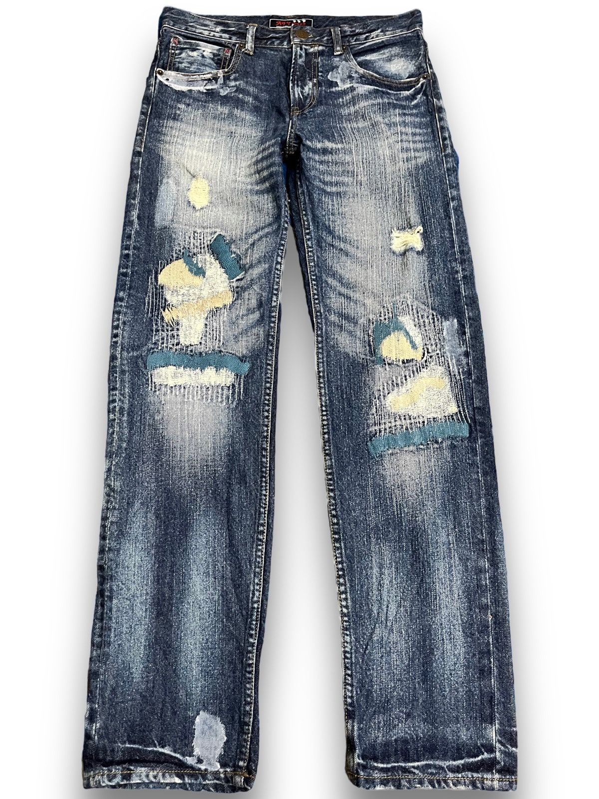 Beauty Beast Vintage Africa Taro Indigo Patches Jeans Size US 31 - 1 Thumbnail