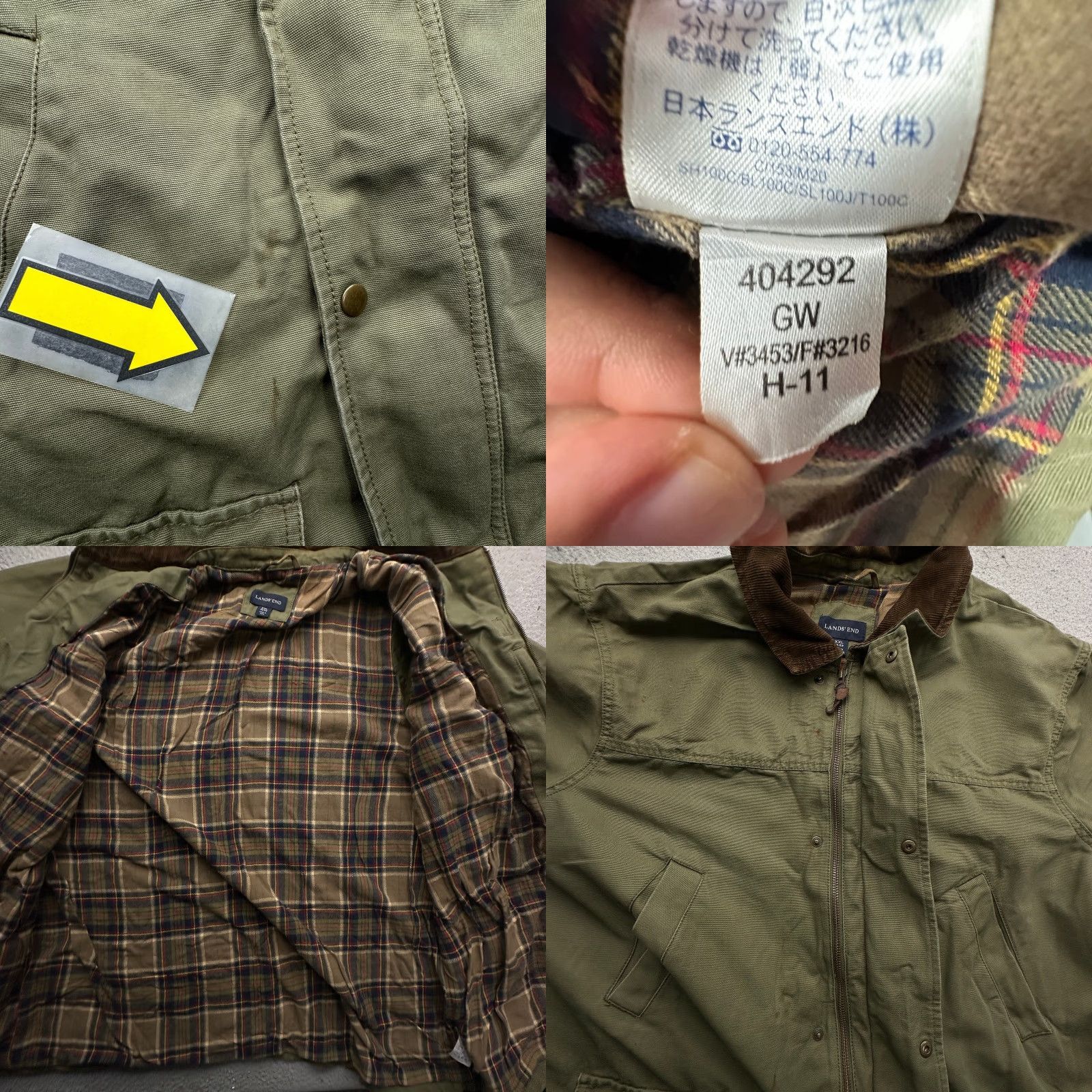 Lands' End Lands End Duck Canvas Flannel Plaid Lined Chore Work Coat Jacket Mens XXL Green Jacket Coat Overcoat Workwear Classic Chest 58in 90s Vintage No Size US XXL / EU 58 / 5 - 8 Thumbnail