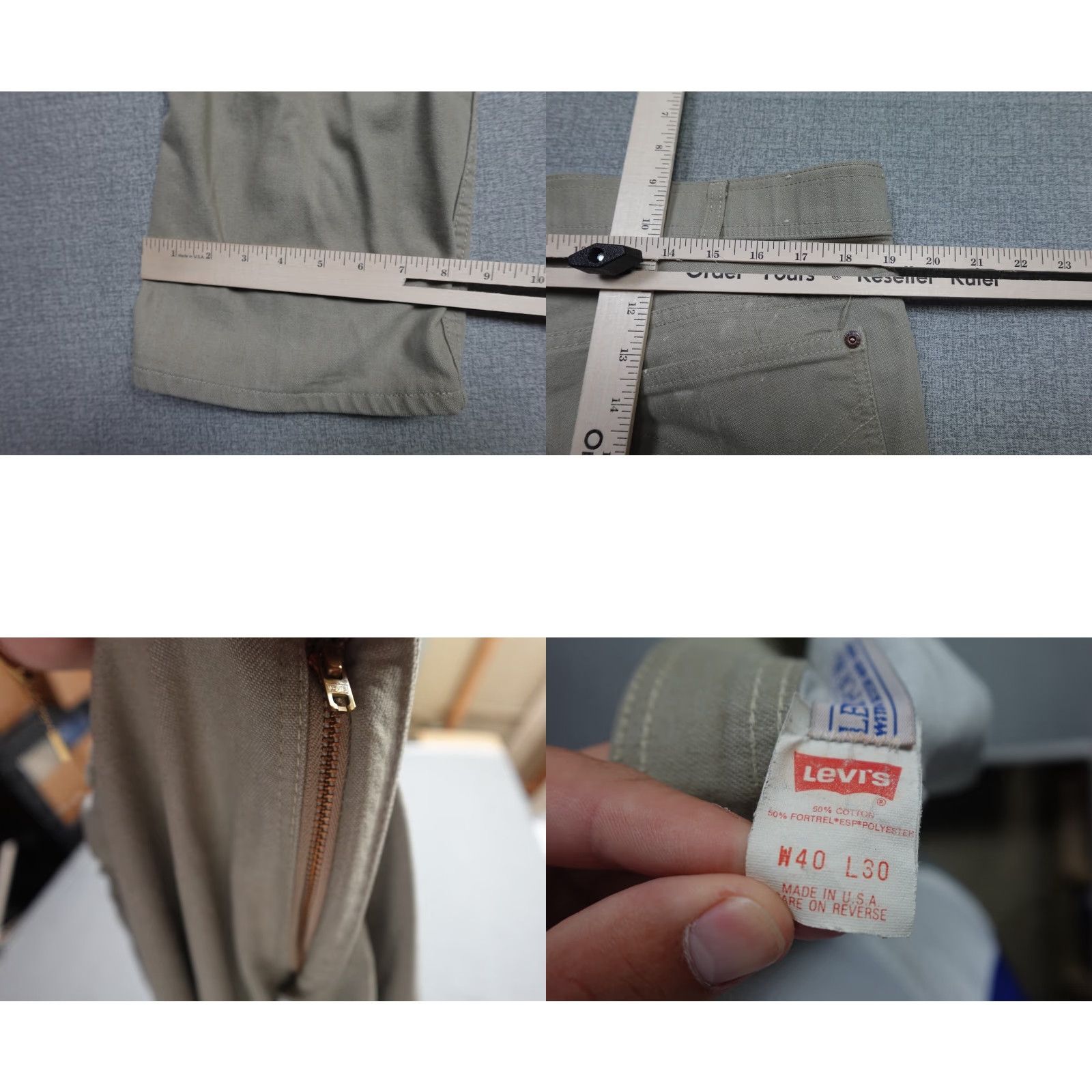 Levi's VINTAGE Levi's Pants Men 40x30 Beige Slacks Wide-Leg Retro Red Batwing Levi's 513 Chino Denim Style Pants Mens Size US 40 / EU 56 - 8 Thumbnail