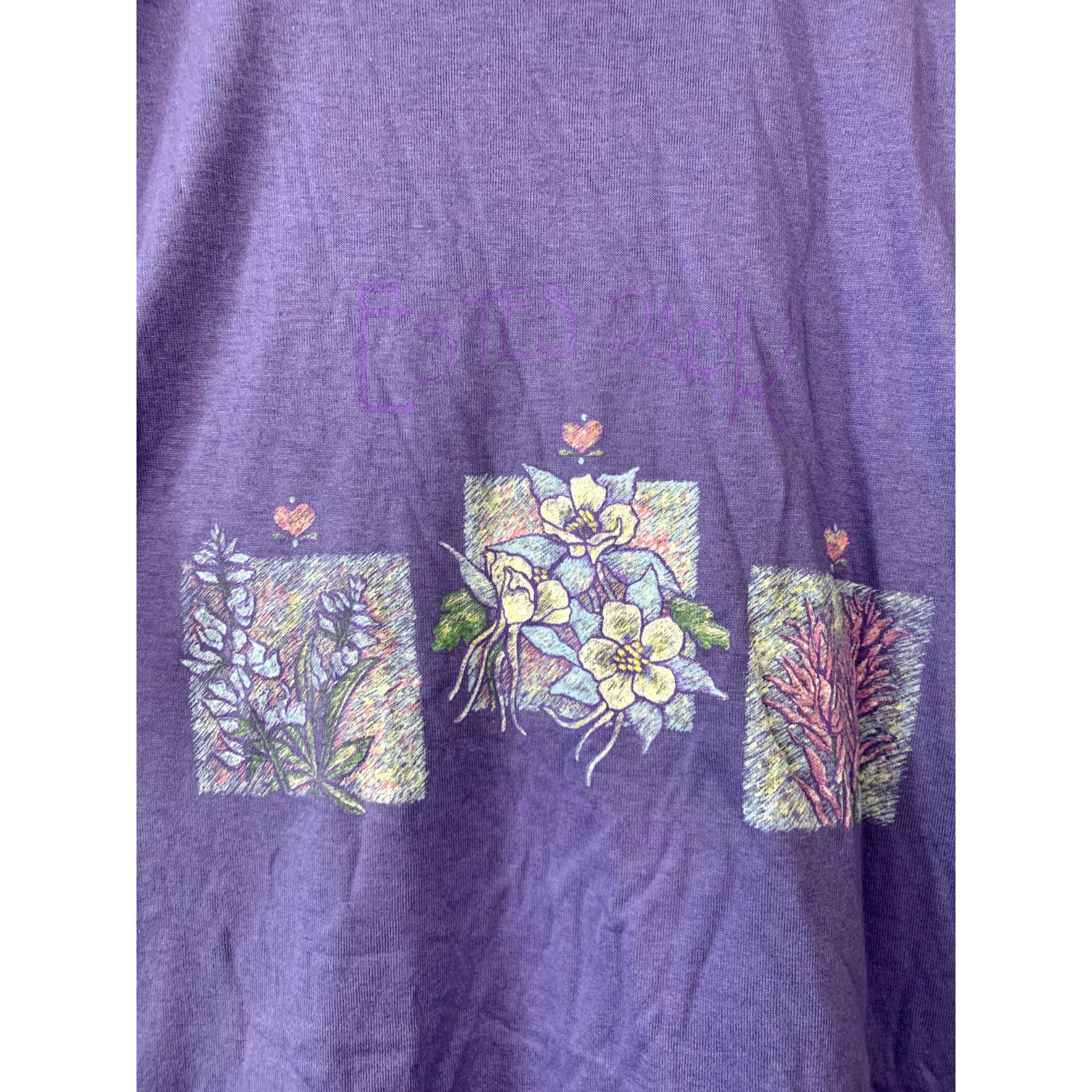 Jerzees Vintage Estes Park Shirt Tee Flower Purple T-Shirt VTG 90s L Size US L / EU 52-54 / 3 - 2 Thumbnail