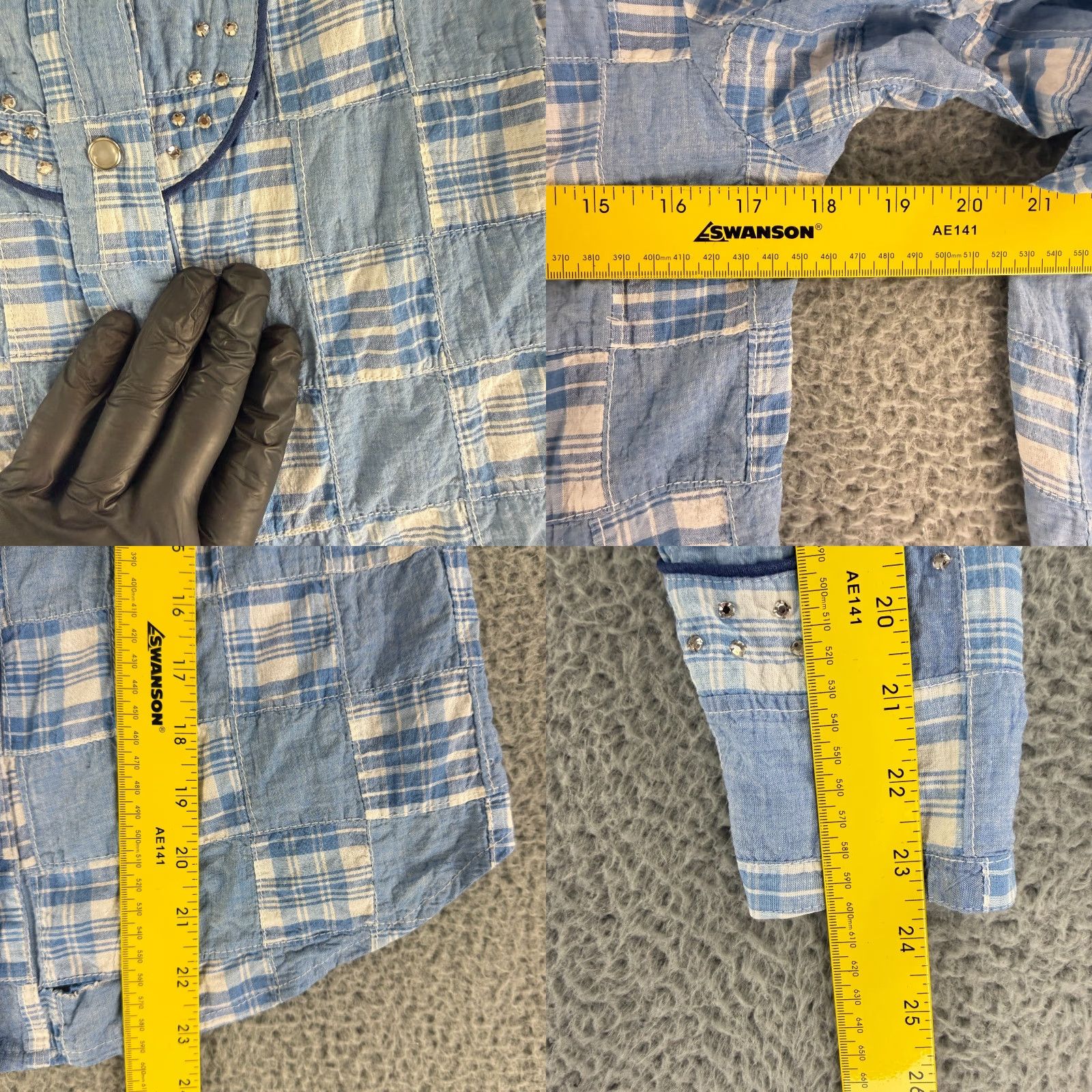 Vintage Western Collection Styles Snap Button Shirt Womens M Blue Patchwork VTG LS Vintage Shirt Size M / US 6-8 / IT 42-44 - 8 Thumbnail