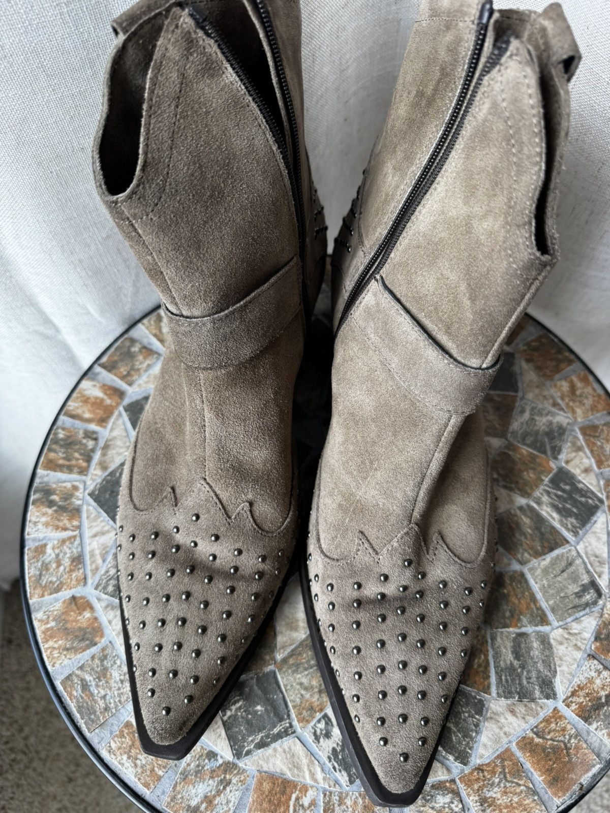 Other Emanuele Crasto Studded Taupe Suede Boots — Made in Italy Size US 8 / EU 41 - 10 Thumbnail