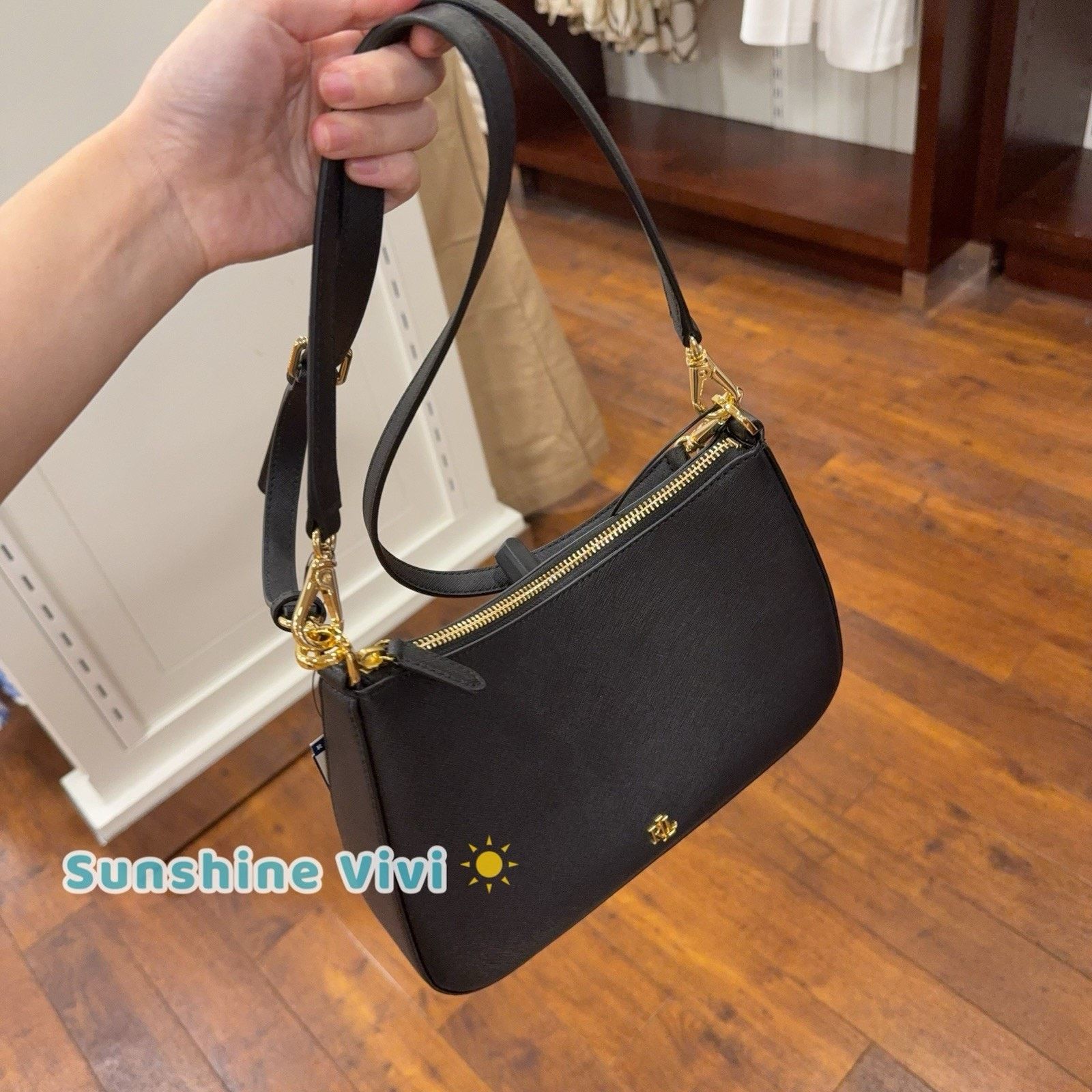 Lauren Ralph Lauren NWT Ralph Lauren Crosshatch Leather Medium Danni Bag Black Size ONE SIZE - 2 Thumbnail