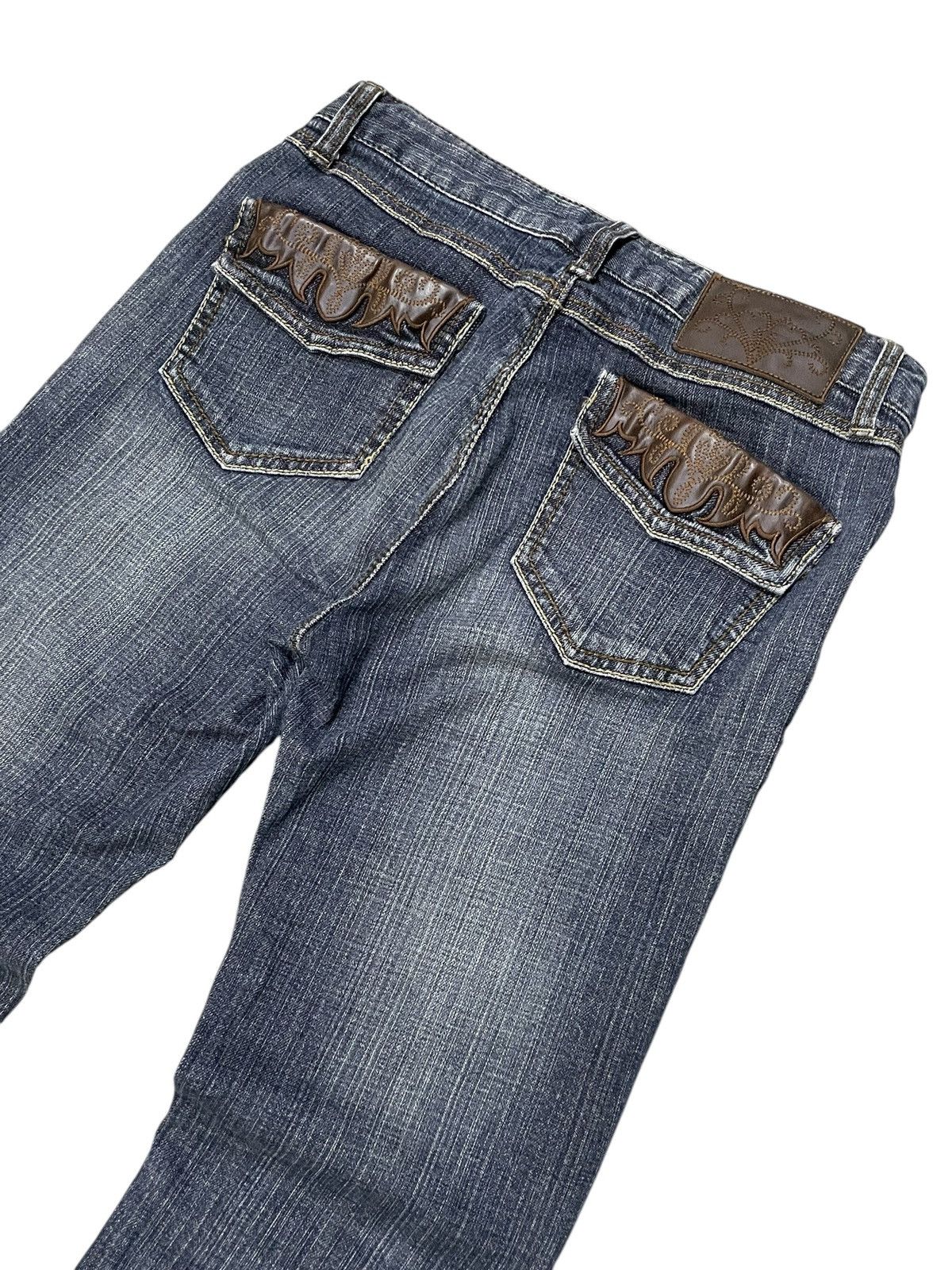 Japanese Brand × Tornado Mart Tornado Mart Style Tribal Leather Trimmed Flare Jeans Size US 26 / EU 42 - 4 Thumbnail