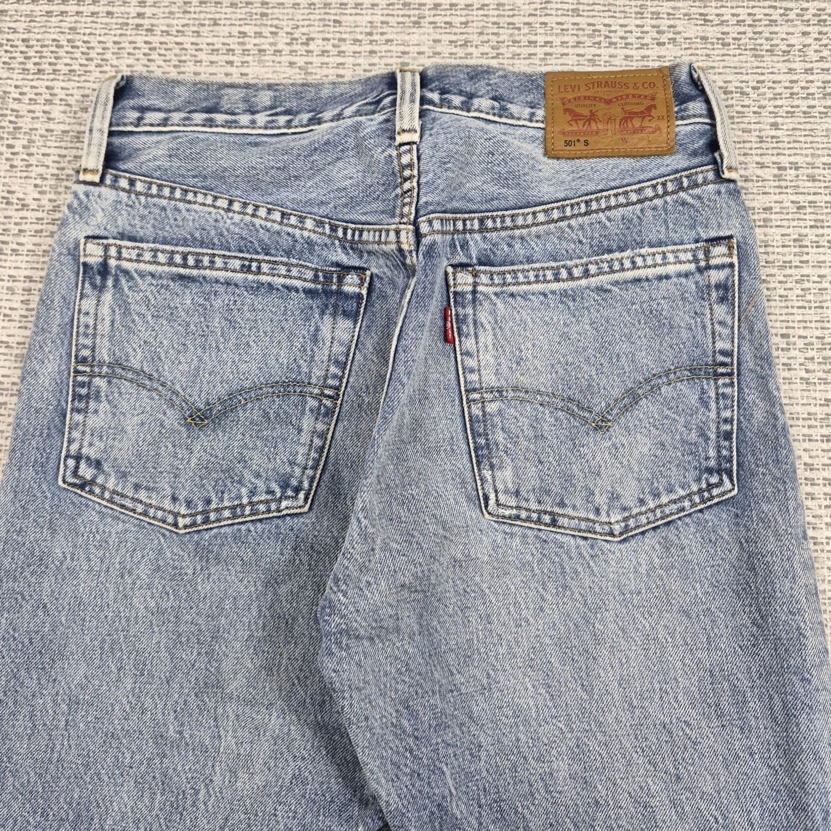 Levi's Levi's 501 S Jeans Mens 25x28 White Oak Cone Distressed Denim Button Fly Skinny 5-Pocket Blue Vintage USA Mens Size US 26 / EU 42 - 3 Thumbnail