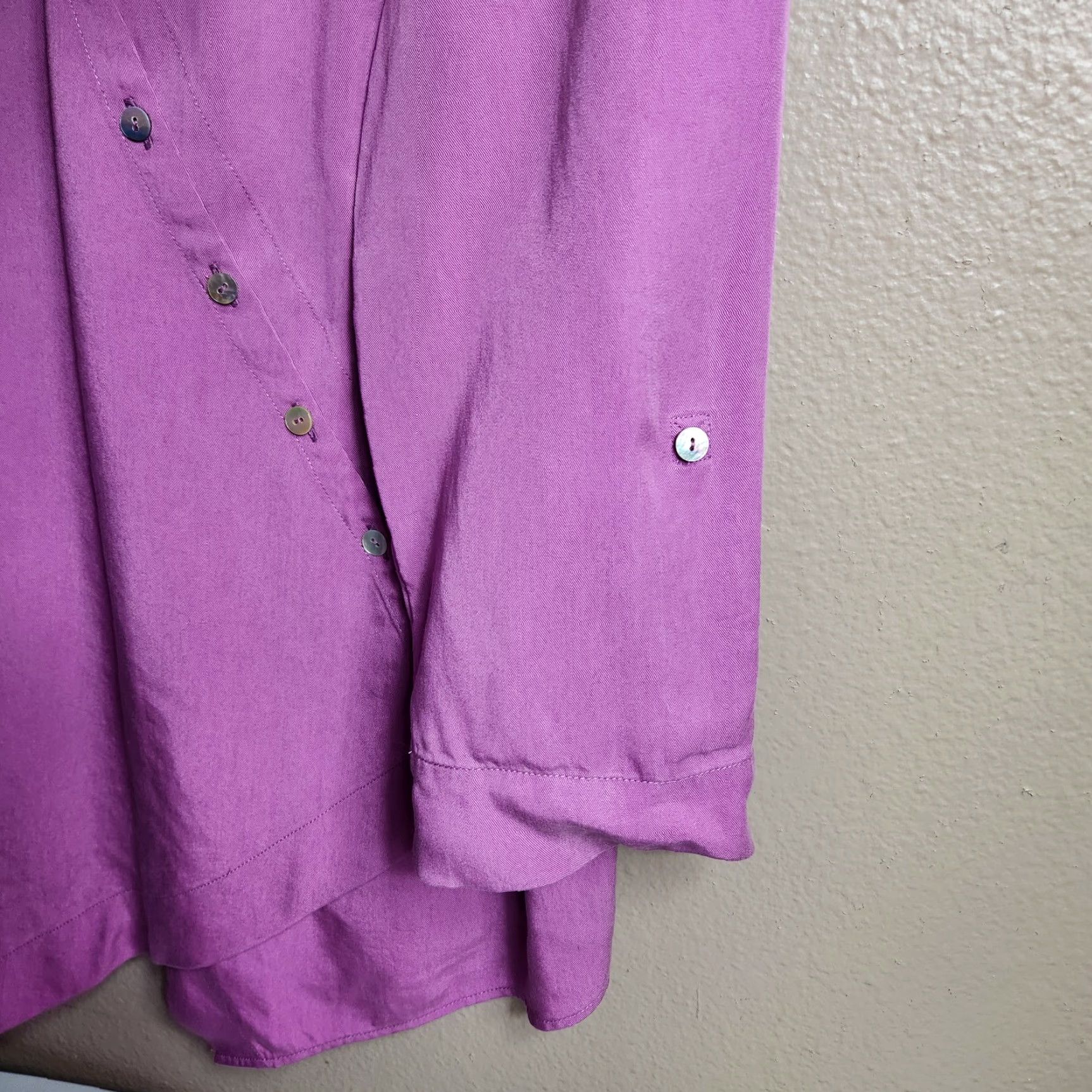 Soft Surroundings Soft Surroundings Womens Pink Lilac Washed Tencel Roll Tab Sleeve Tunic-Size L Size L / US 10 / IT 46 - 7 Thumbnail