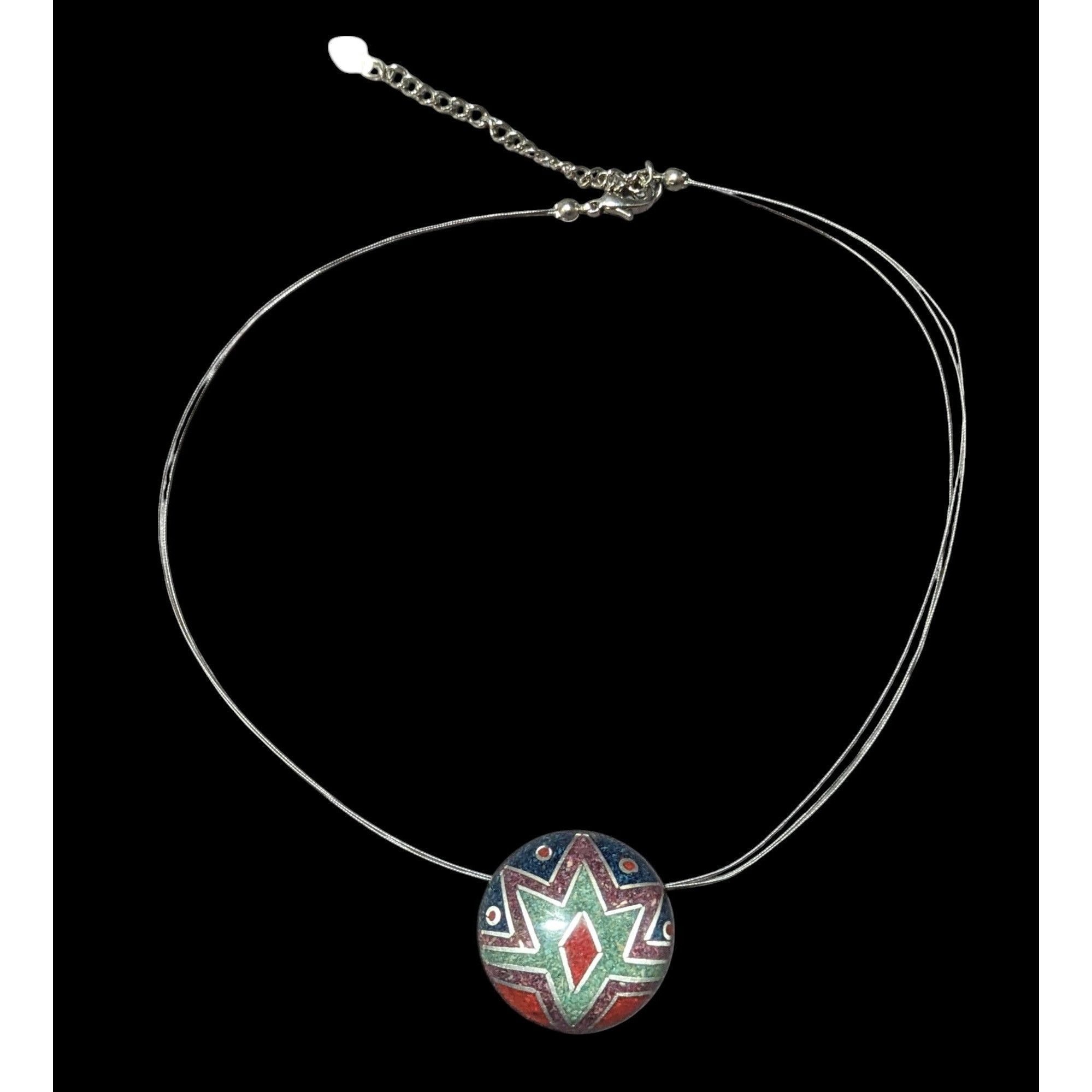 Other Vintage Crushed Stone Southwestern Sunburst Pendant Necklace Size ONE SIZE - 2 Thumbnail