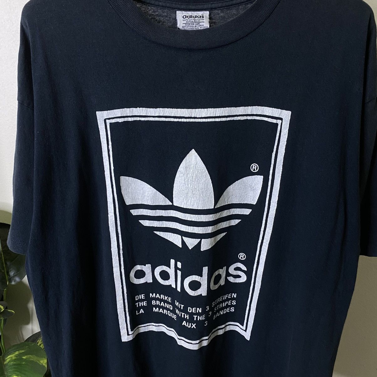 Adidas 1990s Adidas Double Sided Graphic Faded Black T Shirt Size US XL / EU 56 / 4 - 2 Thumbnail
