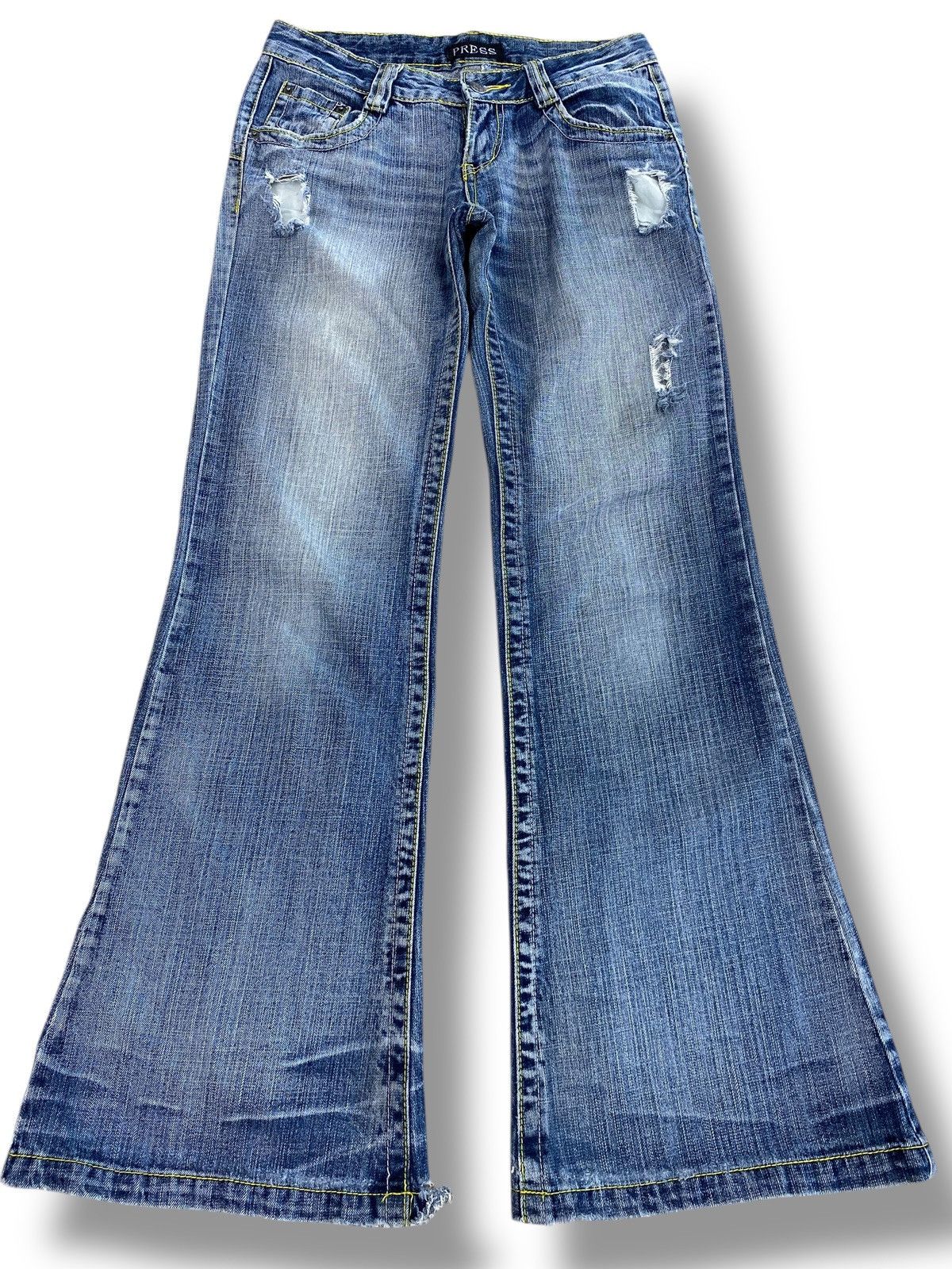Japanese Brand Japanese Brand Asid Wash Ripped Style Flare Jeans Size US 30 / EU 46 - 1 Thumbnail