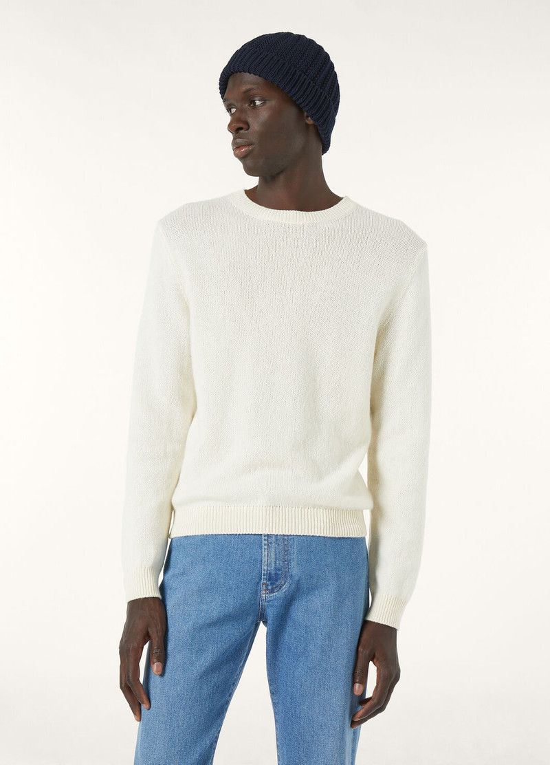 Loro Piana o1w1db10126 FAO2891 Fobello Crewneck Sweater in White Size US M / EU 48-50 / 2 - 5 Thumbnail