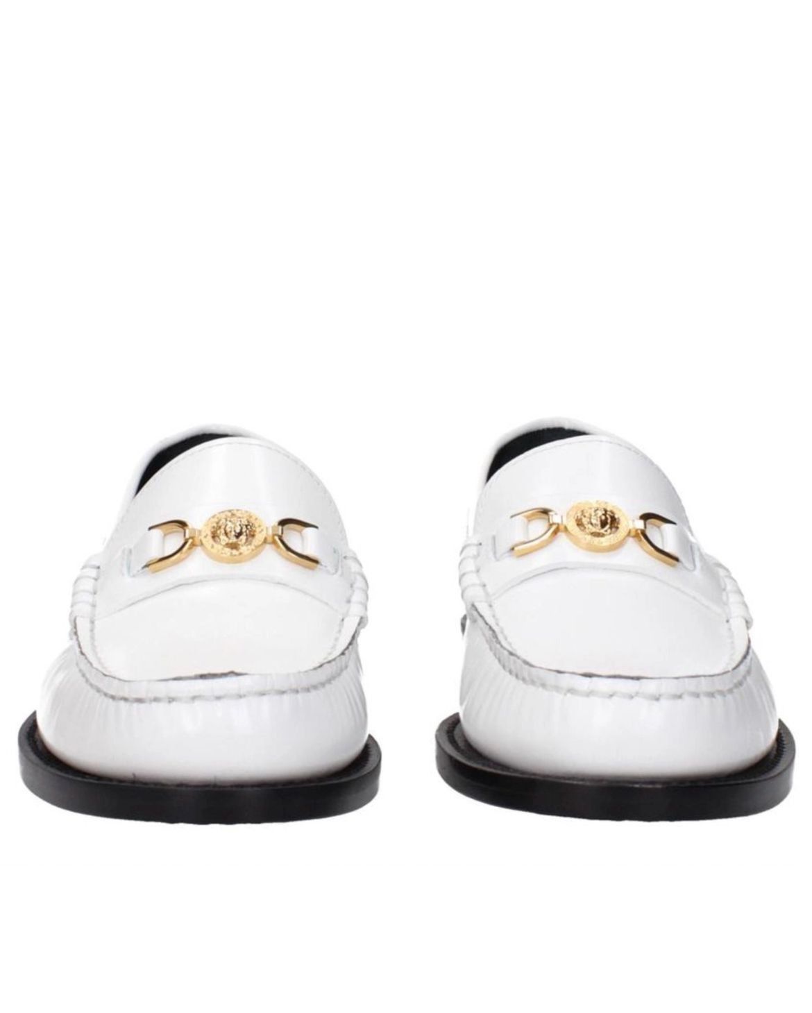 Versace Authentic Versace Medusa Leather Flats White Gold Size 8 Size US 8 / EU 41 - 1 Thumbnail