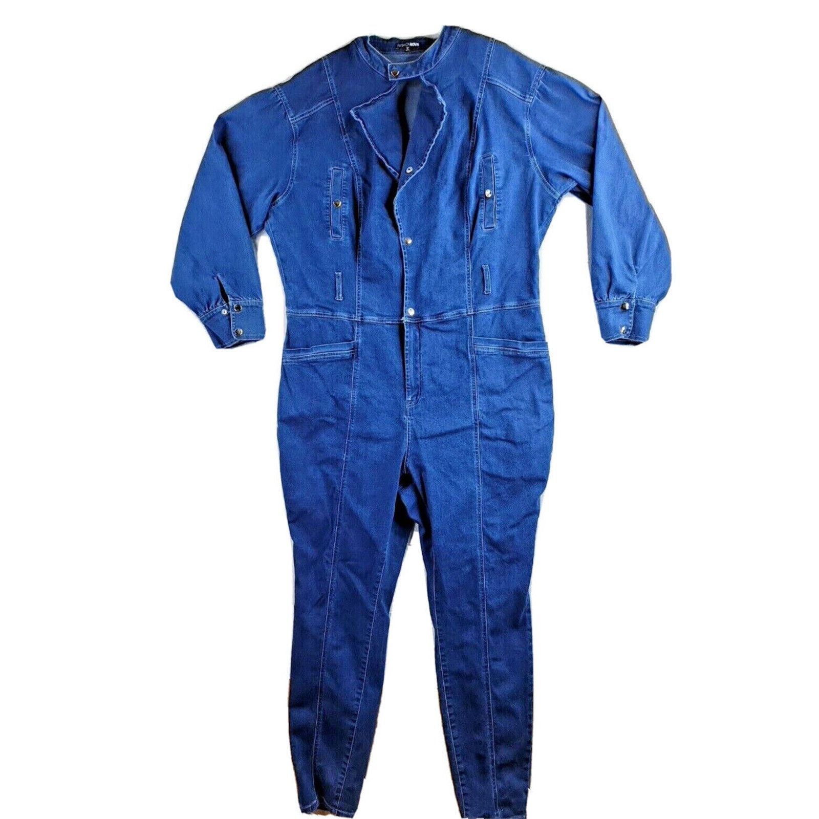 Unknown London Vintage 90s Fashion Nova Denim Jumpsuit Work Coveralls 3XL Size 42" / US 20 - 7 Thumbnail