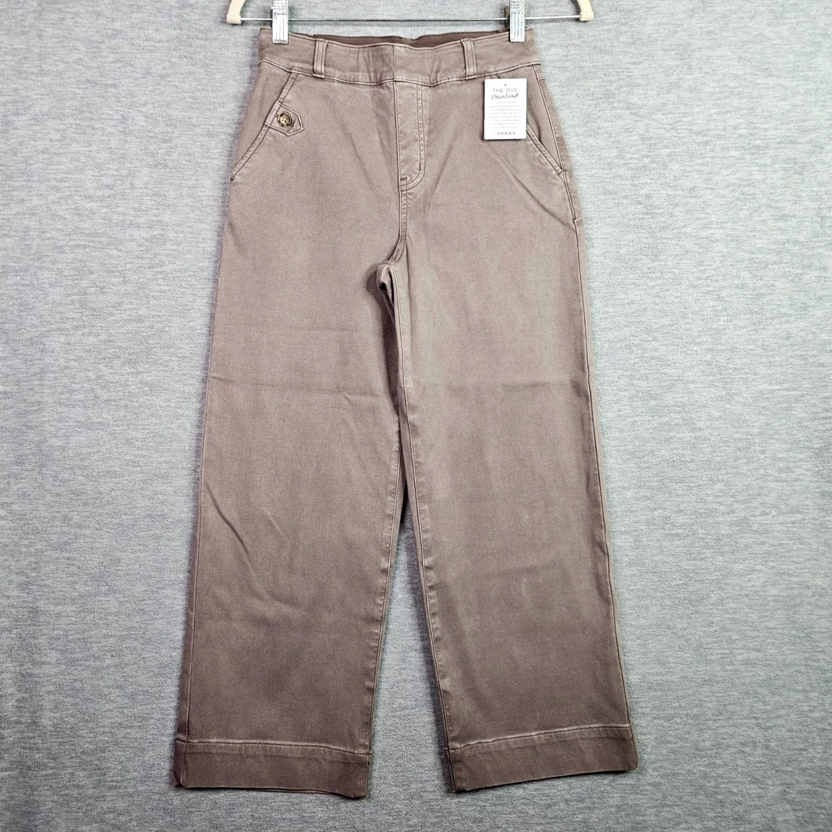 Spanx Spanx Jeans Pants Women Sz S Brown Smoke Stretch Twill Cropped Wide Leg Pull on Size 28" / US 6 / IT 42 - 2 Thumbnail