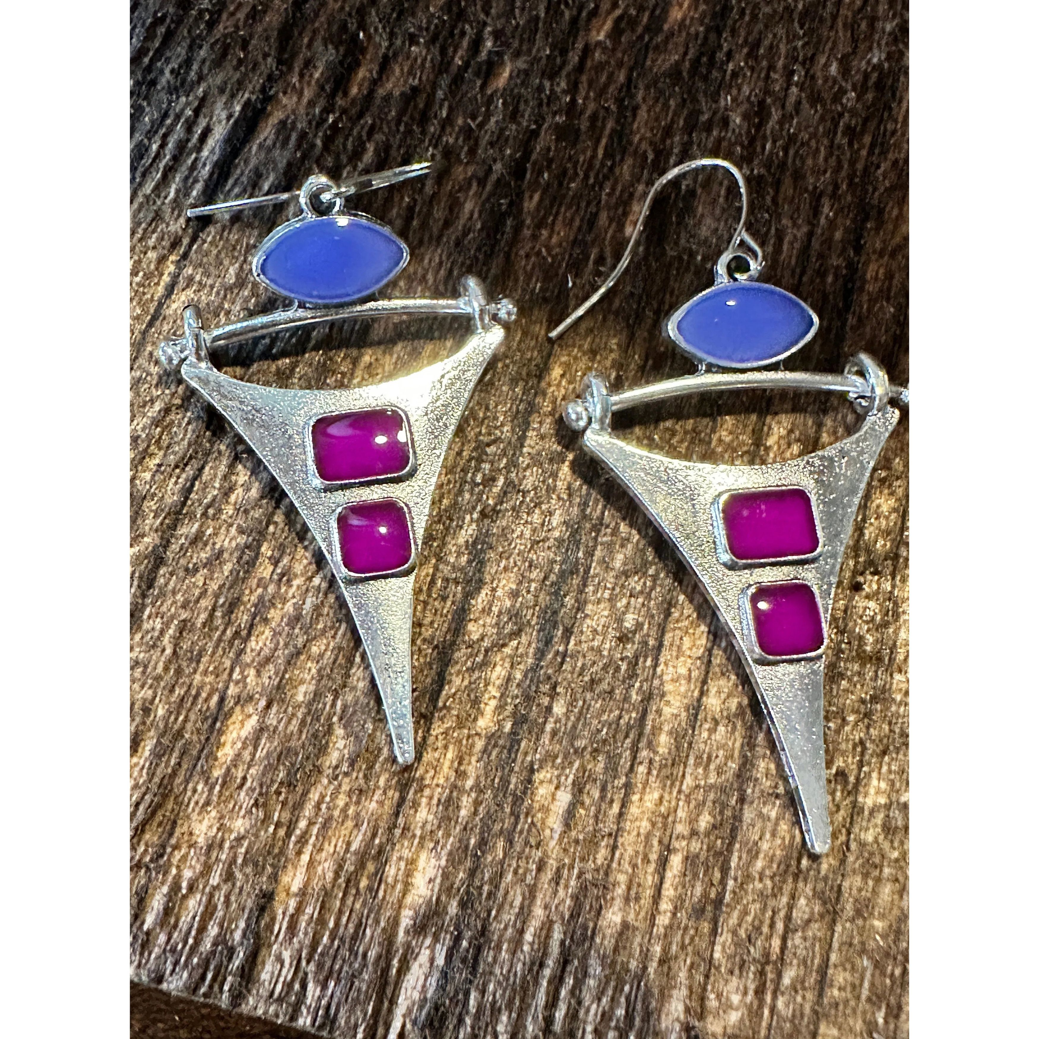 Other Boho Hippie Western Delicate Pointed Silver Purple Drop Wire Size ONE SIZE - 1 Thumbnail