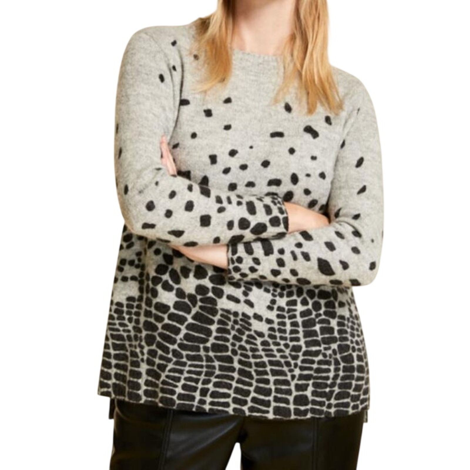 Marina Rinaldi Marina Rinaldi Grey Leopard Print Wool Blend Sweater Plus XL Size 3XL / US 20-22 - 1 Thumbnail