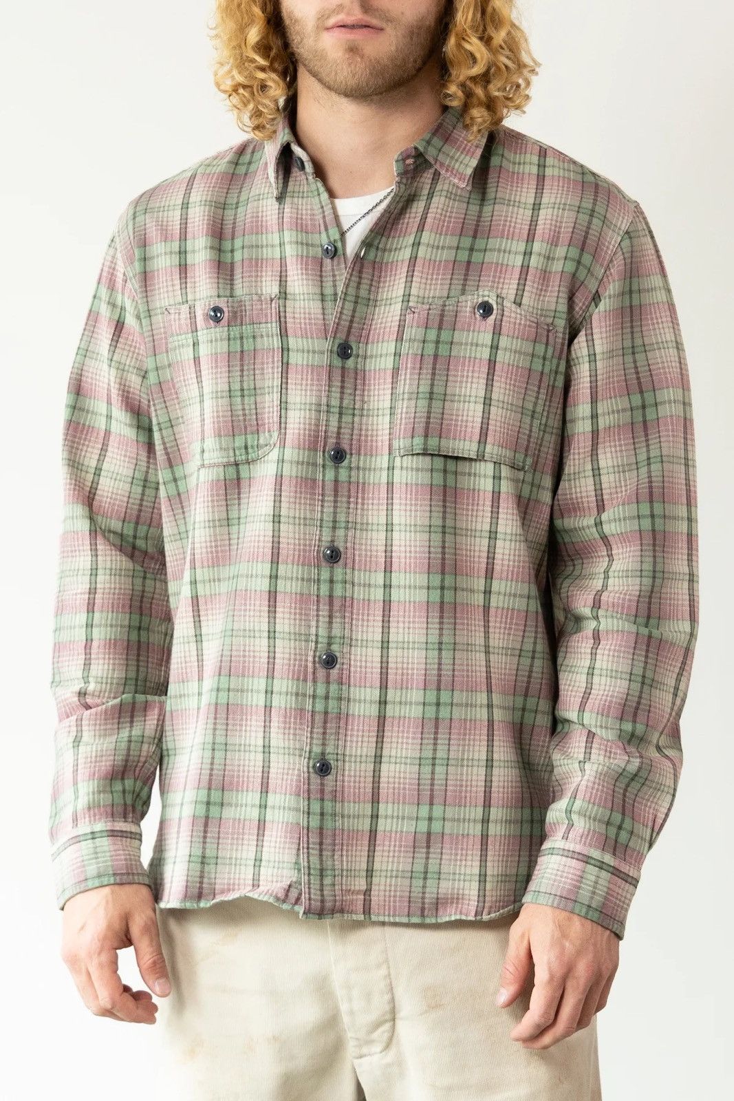 RRL Ralph Lauren Flannel Pink Blue Plaid Two Pocket
