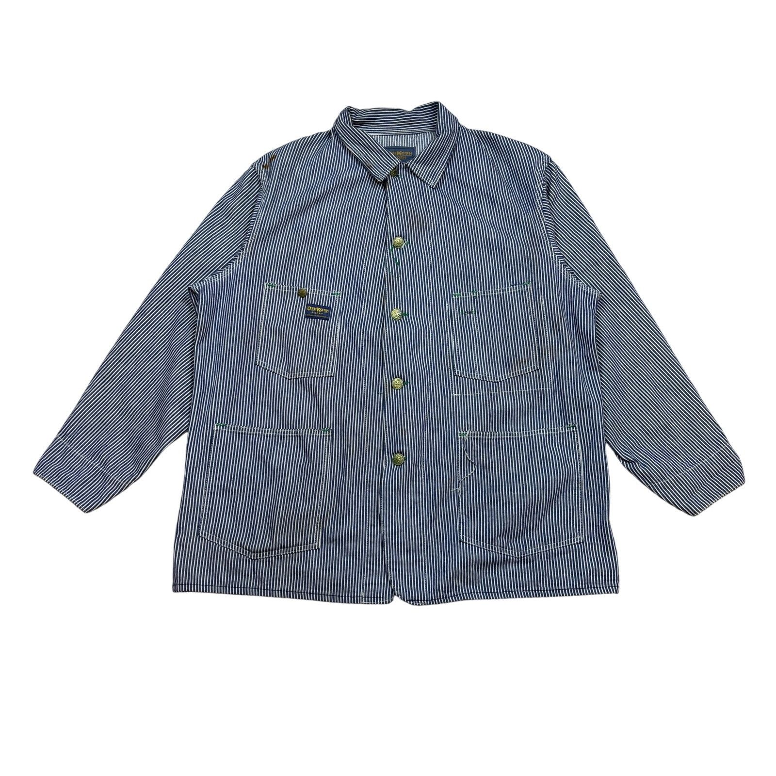 Oshkosh × Vintage Vintage 80s Osh Kosh B'gosh Hickory Stripe Jacket Men's 48 Size US XL / EU 56 / 4 - 1 Thumbnail