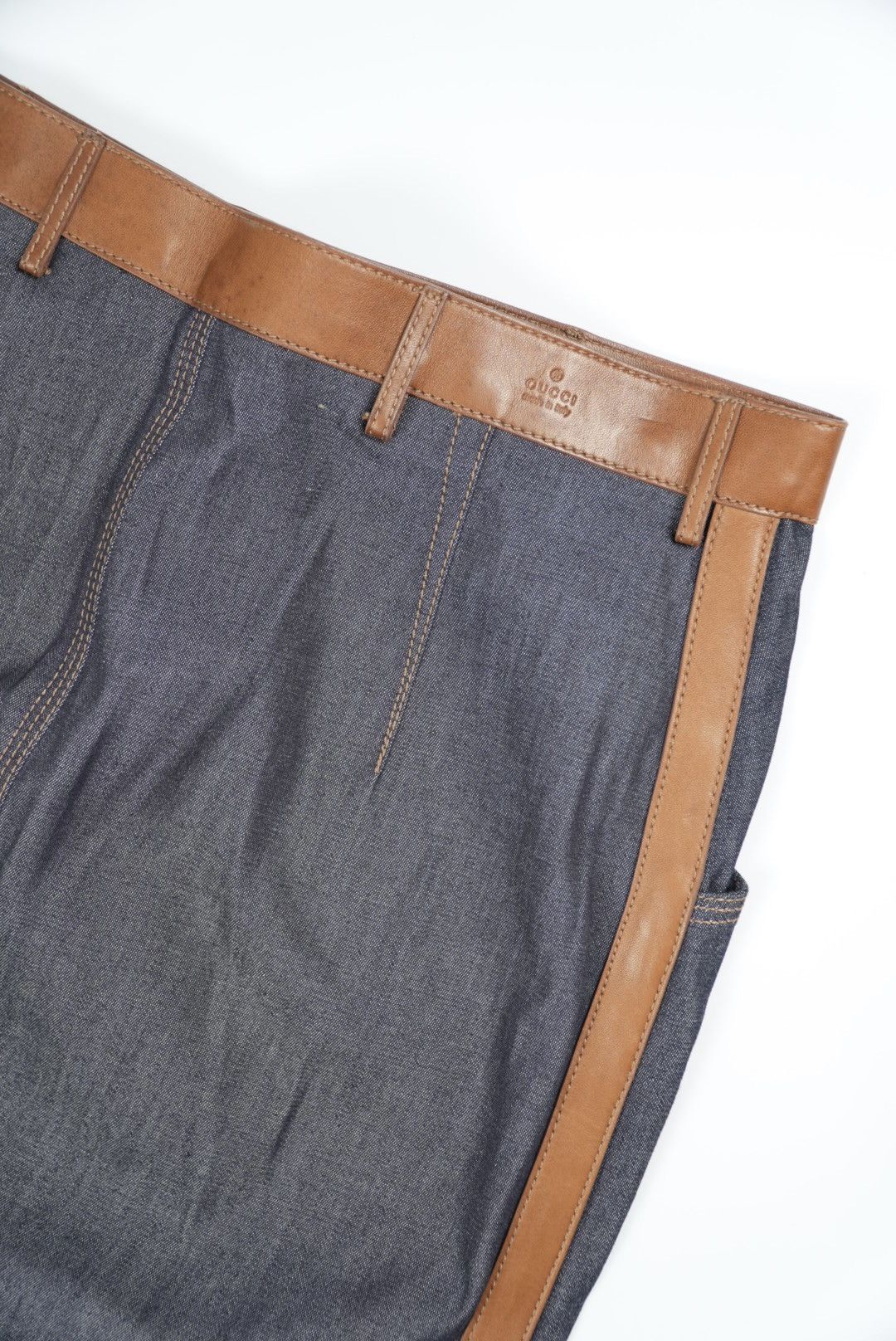 Gucci Gucci Denim Lamb Leather Tight Knee-Length Skirt Size 27" / US 4 / IT 40 - 5 Thumbnail