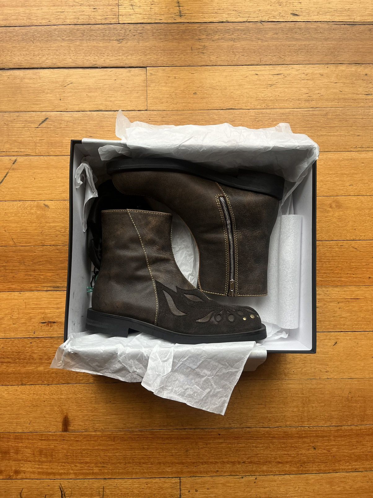 image of Andersson Bell Western Square Toe Boots in Brown, Men's (Size 10)