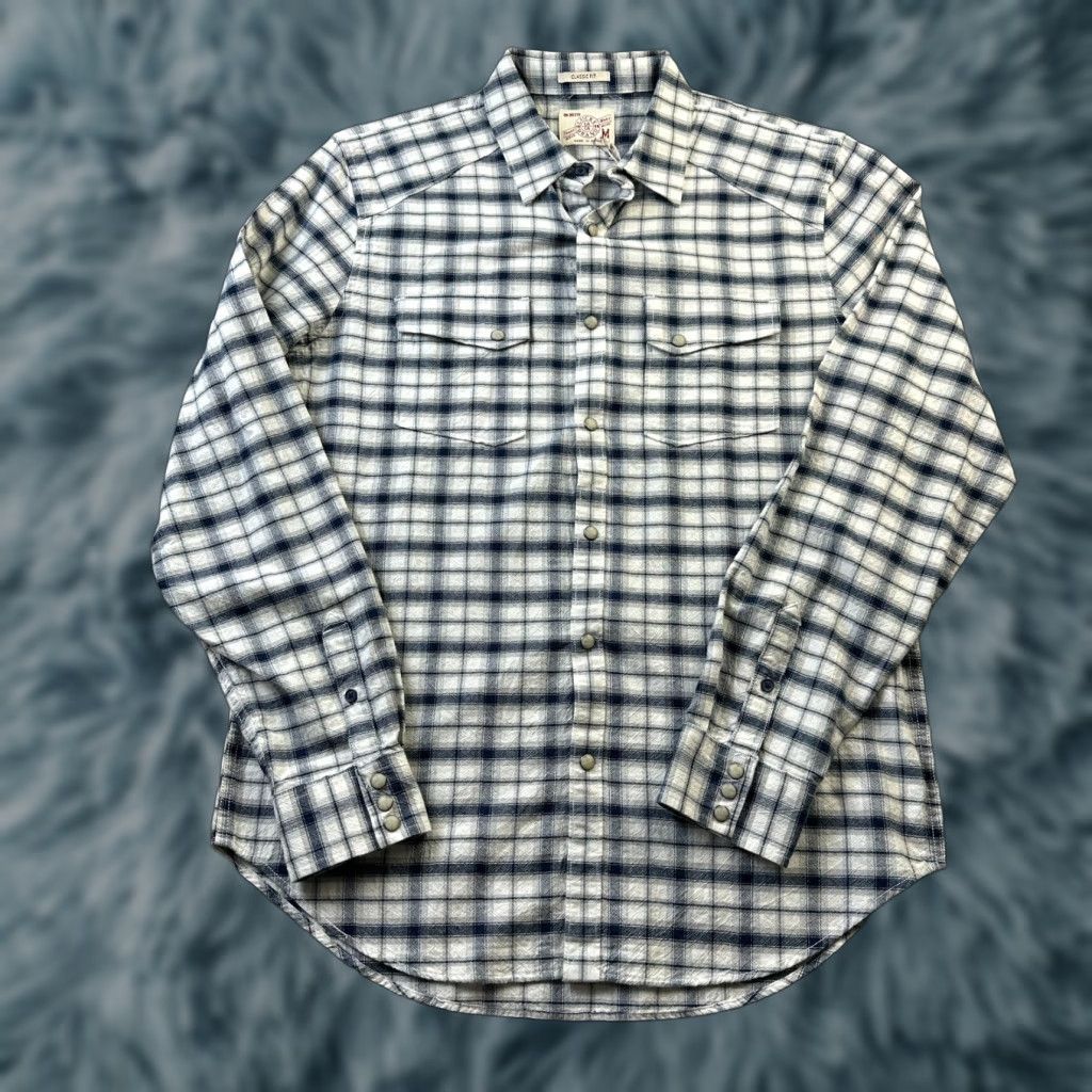 Lucky Brand Lucky Brand Shirt Mens M Blue White Plaid Pearl Snap Western Button-Up Casual Size US M / EU 48-50 / 2 - 1 Thumbnail