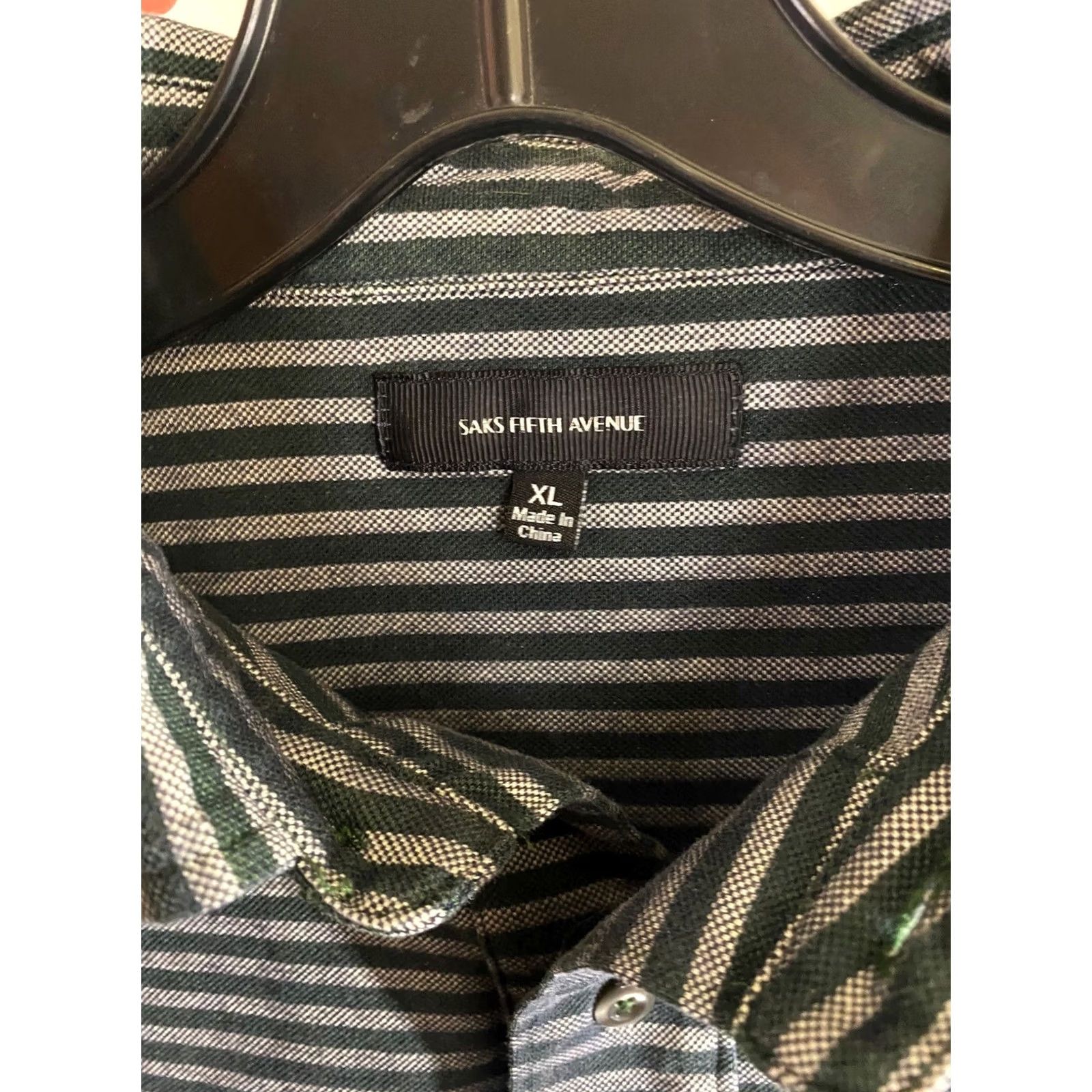 Saks Fifth Avenue Saks Fifth Avenue Gray Stripe Long Sleeve POLO SHIRT XL Extra Large Size US XL / EU 56 / 4 - 4 Thumbnail