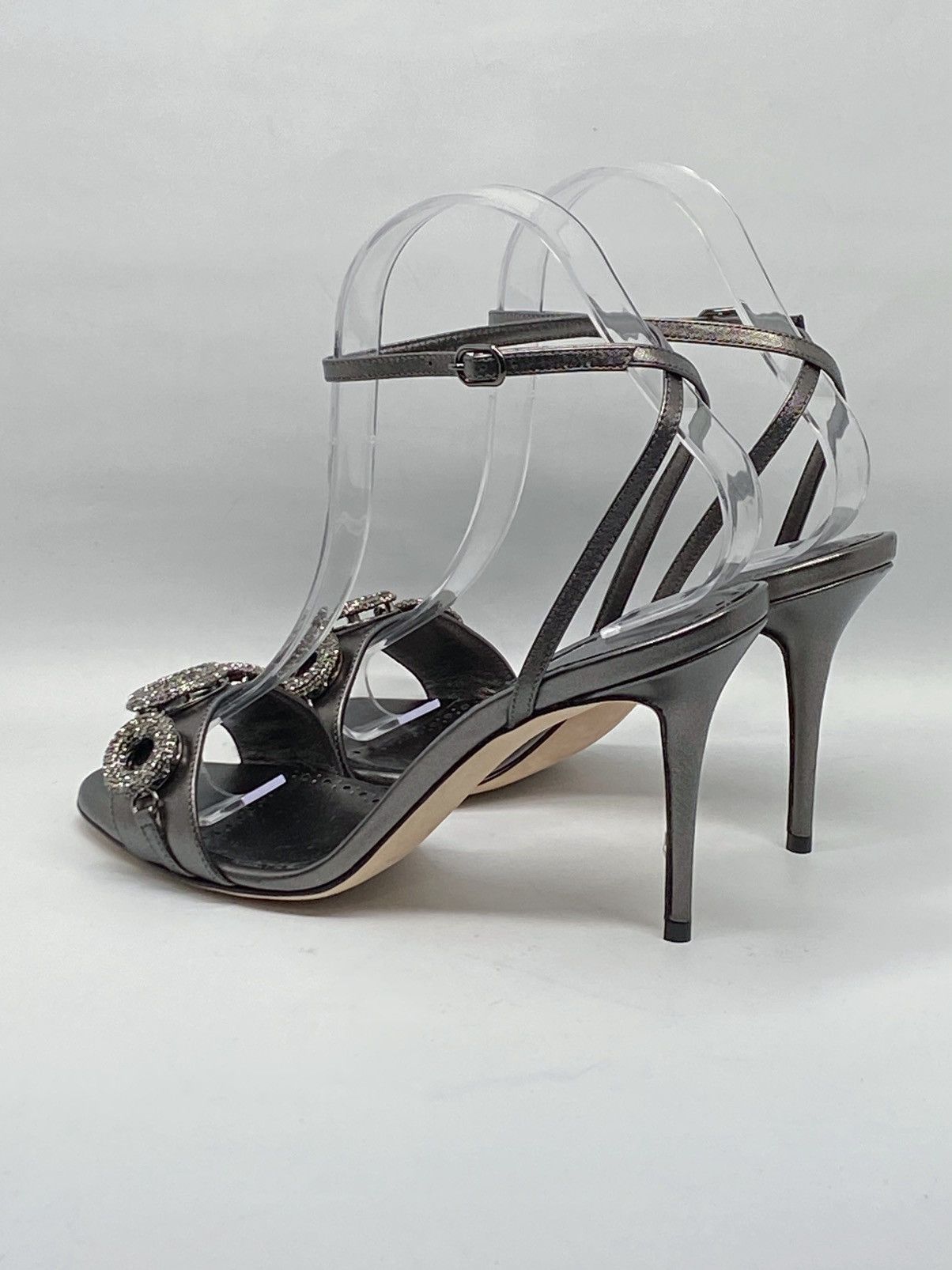 Manolo Blahnik Manolo Blahnik Crystal-Embellished Leather Sandals size 37.5 Size US 7.5 / IT 37.5 - 7 Thumbnail