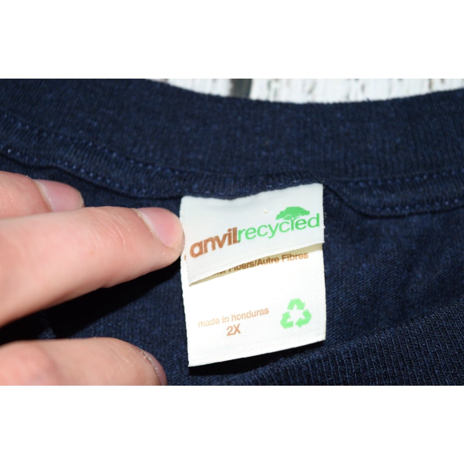 Anvil VINTAGE Anvil T-Shirt Men 2XL Short Sleeve Recycled Cotton/Nylon Navy Blue 90s Music Retro Size US XXL / EU 58 / 5 - 4 Thumbnail