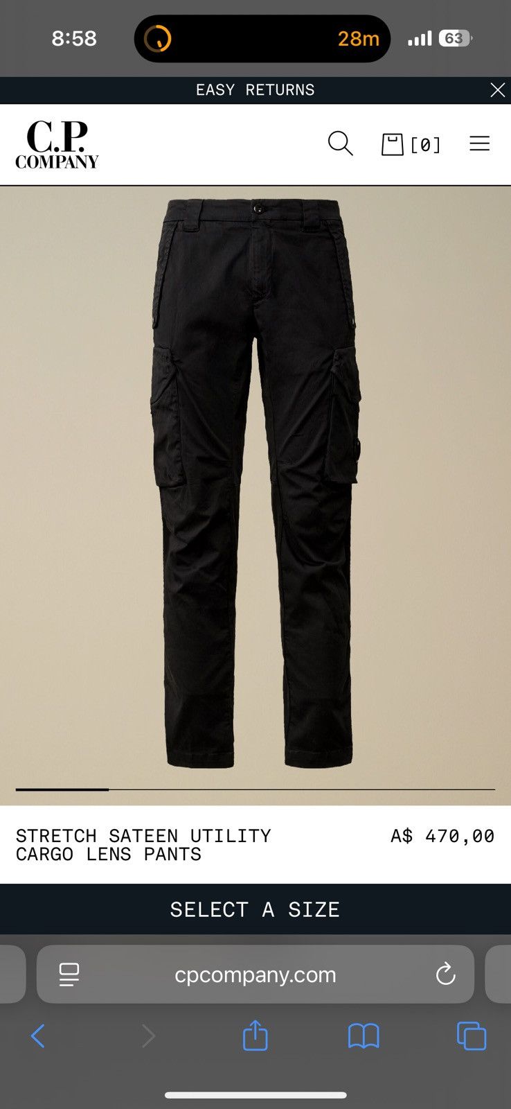 C.P. Company Total Eclipse Dark Navy Stretch Sateen Cargo Pants 44 Size US 28 / EU 44 - 21 Thumbnail