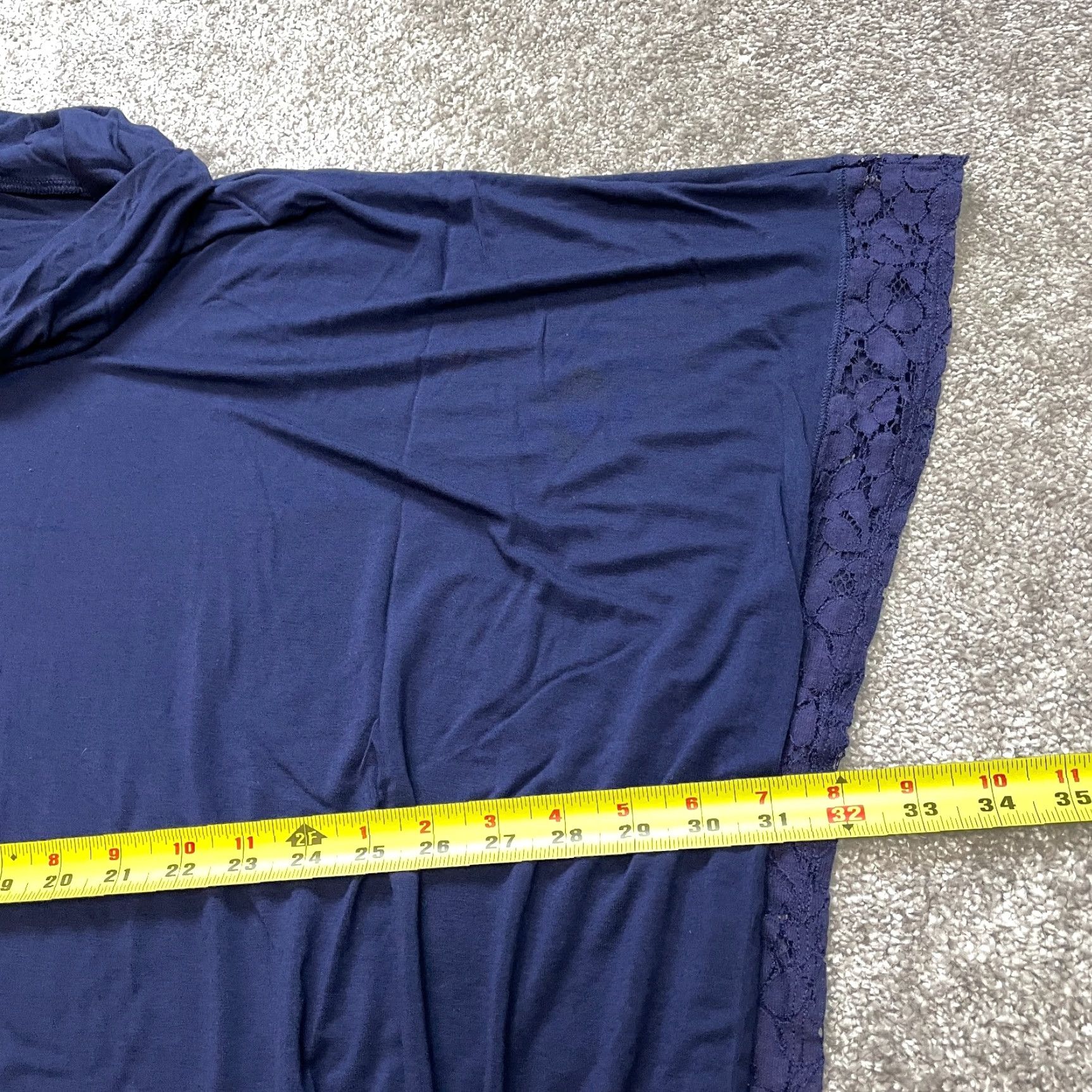 Vintage Anna & Ava Shirt Womens One Size Blue Rayon Relaxed Casual Cowl Neck Short Sleeve Lace Lined Size ONE SIZE - 6 Thumbnail