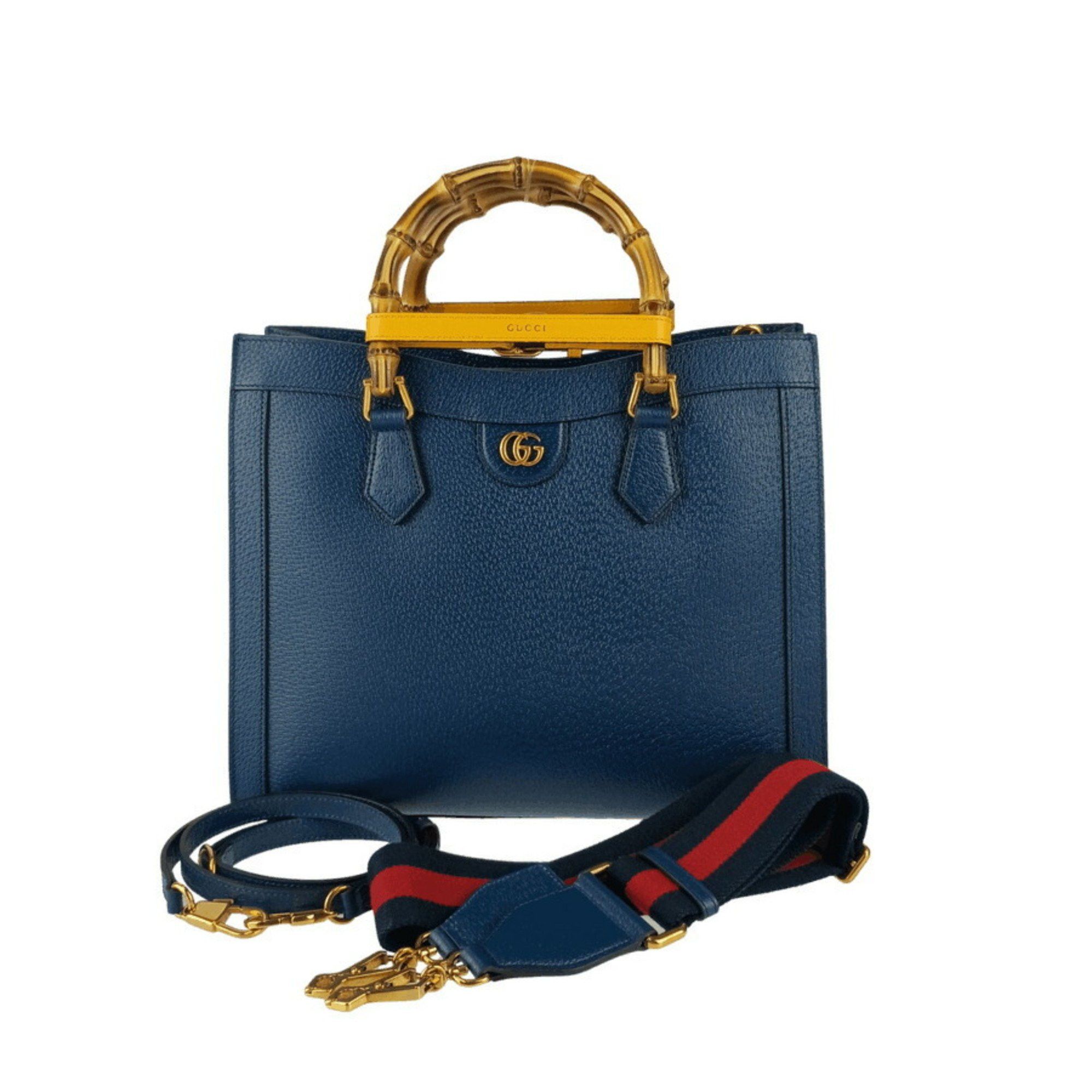 GUCCI グッチ トートバッグ ダイアナ ミディアム 678842 U3ZDT ロイヤルブルー レザー レディース 2WAY ショルダーバッグ ゴールド金具 超美品【本物保証】 GUCCI Diana Medium Tote Bag 678842 U3ZDT Royal Blue Leather