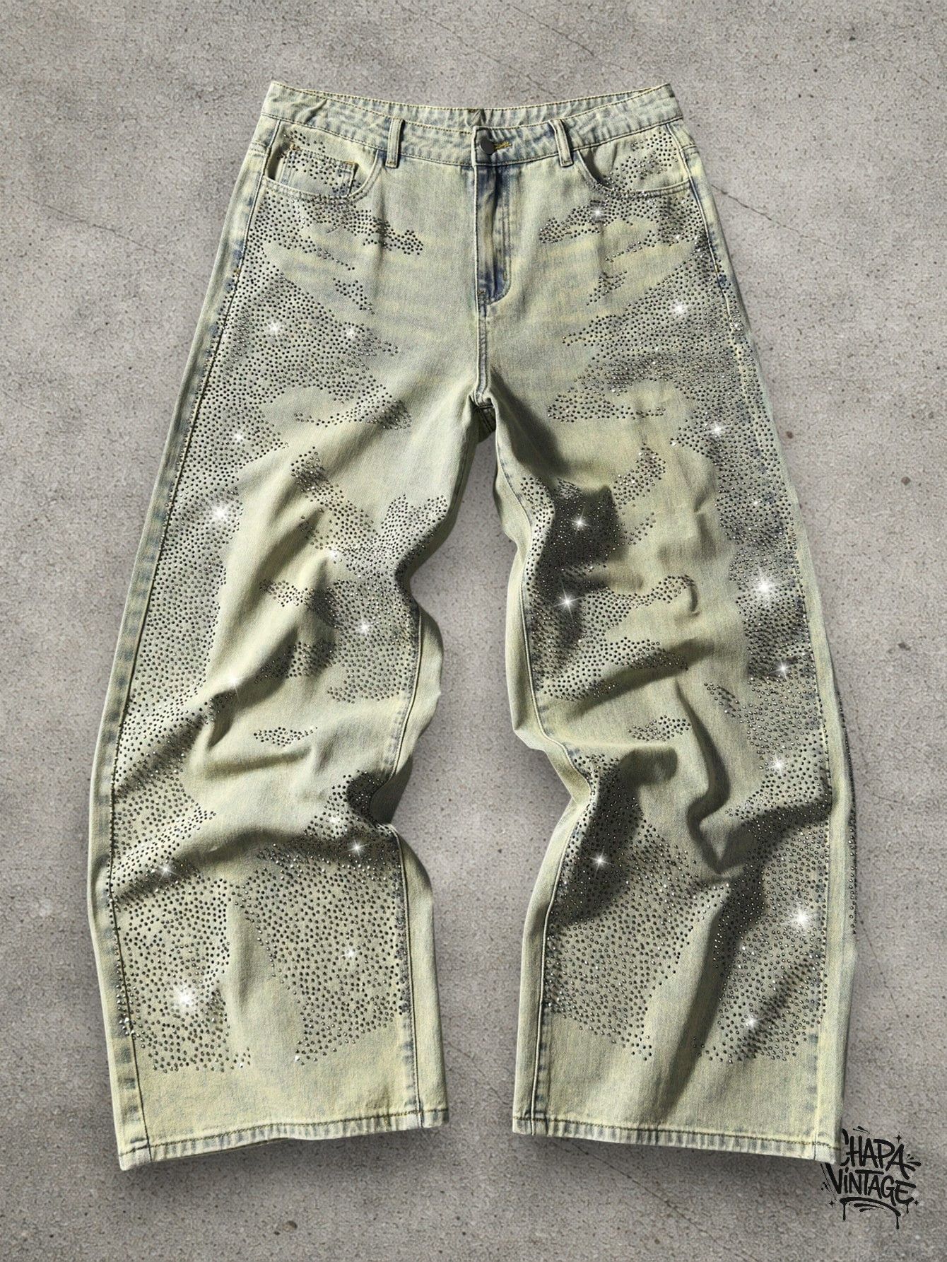 Vintage Diamond decor jeans Size US 32 / EU 48 - 1 Thumbnail
