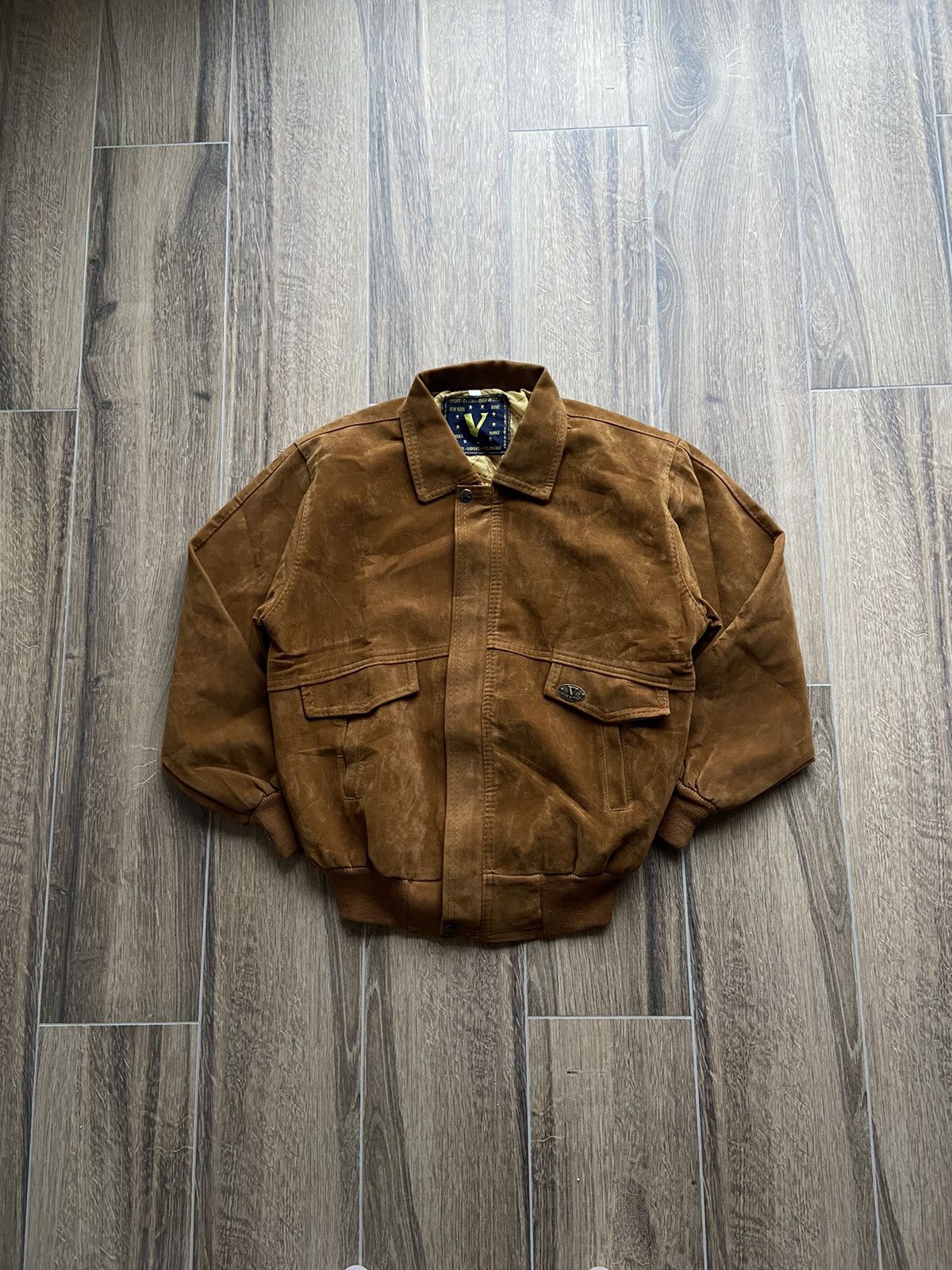 image of Fortino Made In Italy x Italian Designers Vintage Alta Moda Nubuk Leather Bomber Jacket Y2K in Brow
